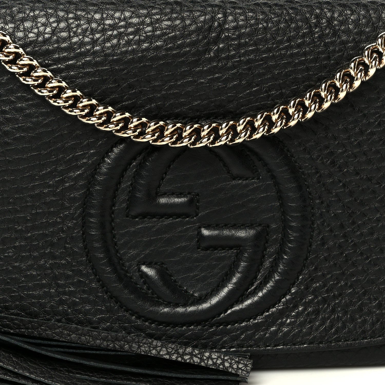 Pebbled Calfskin Medium Soho Flap Crossbody Black