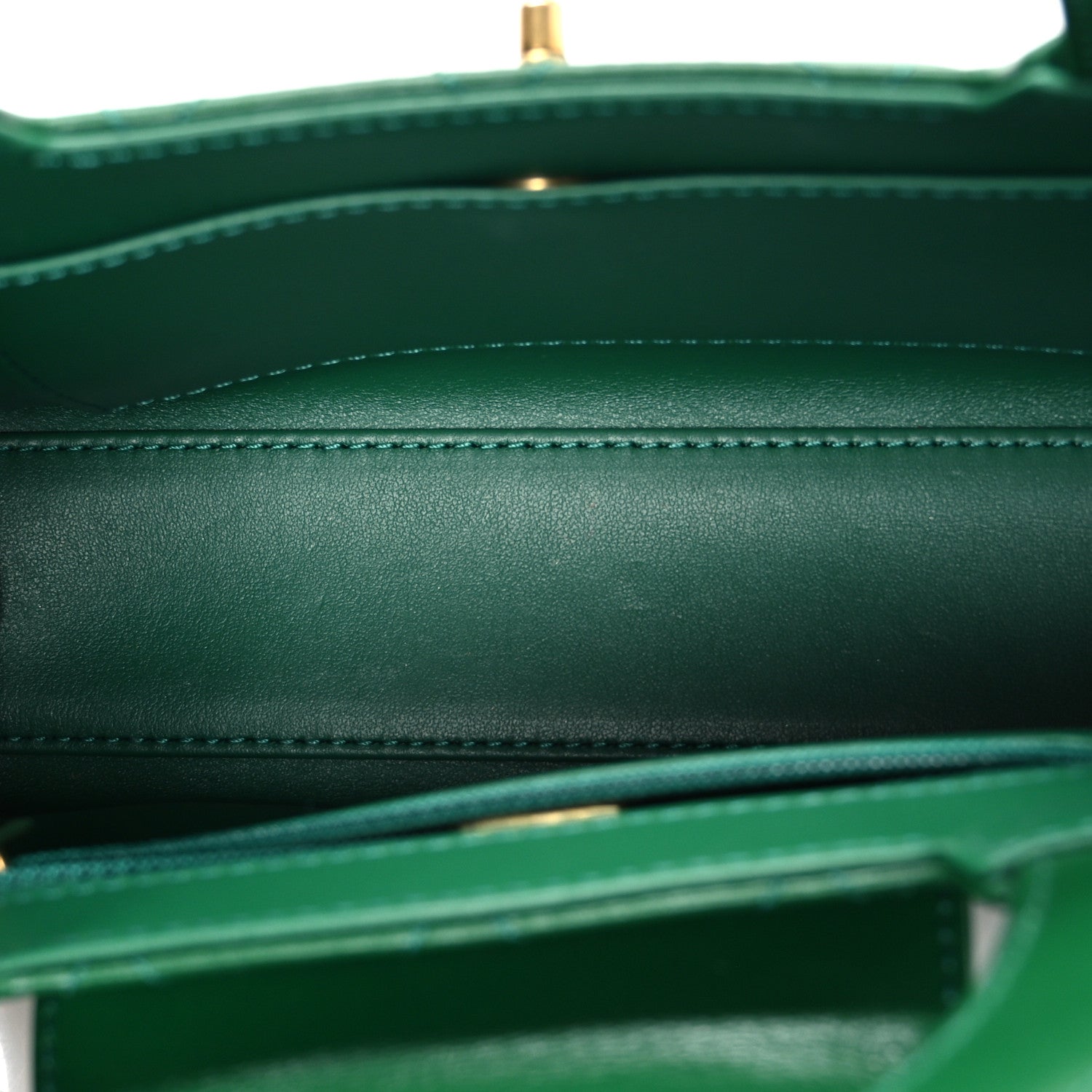 Shiny Aged Calfskin Quilted Nano Kelly Shopper Green