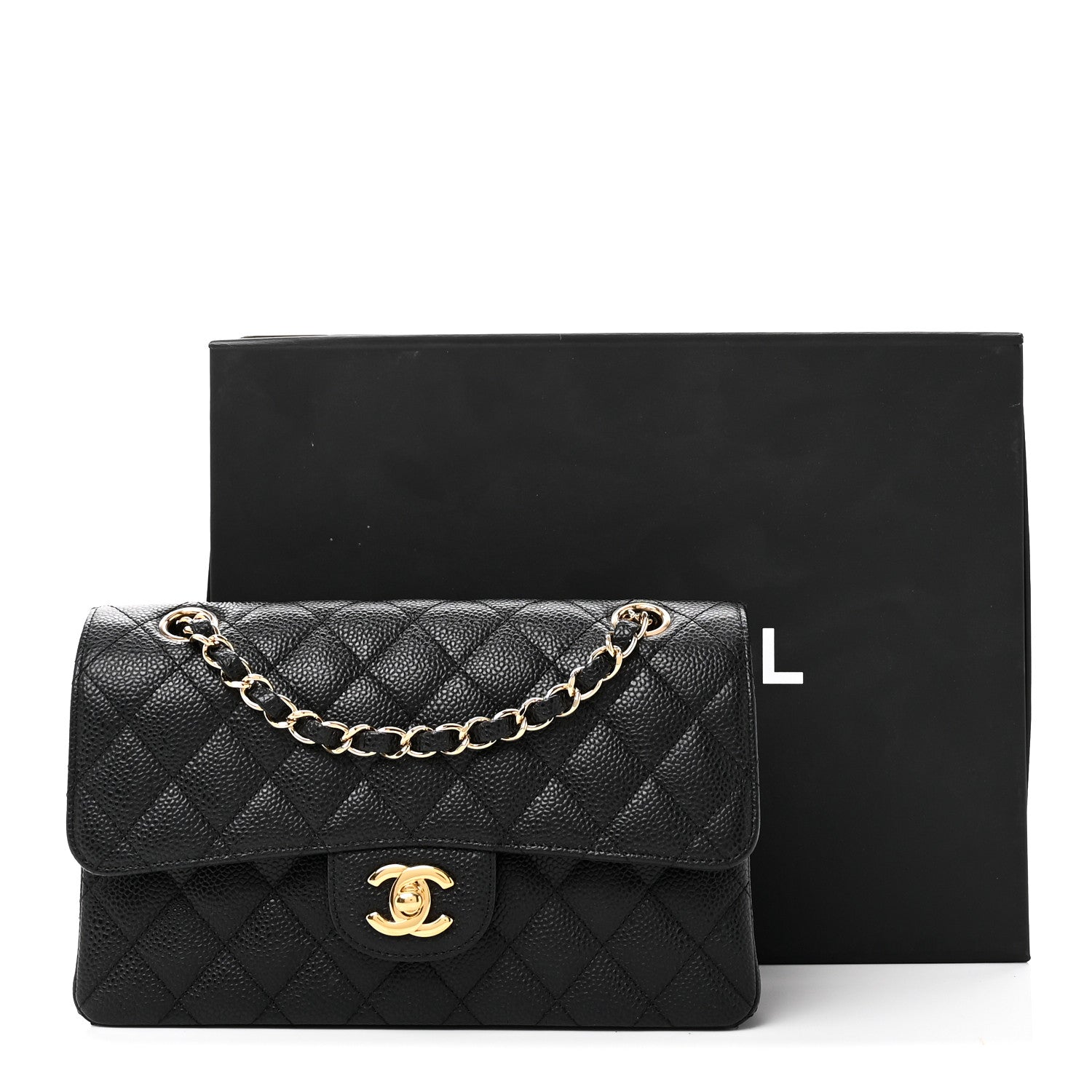 Caviar Quilted Small Double Flap Black