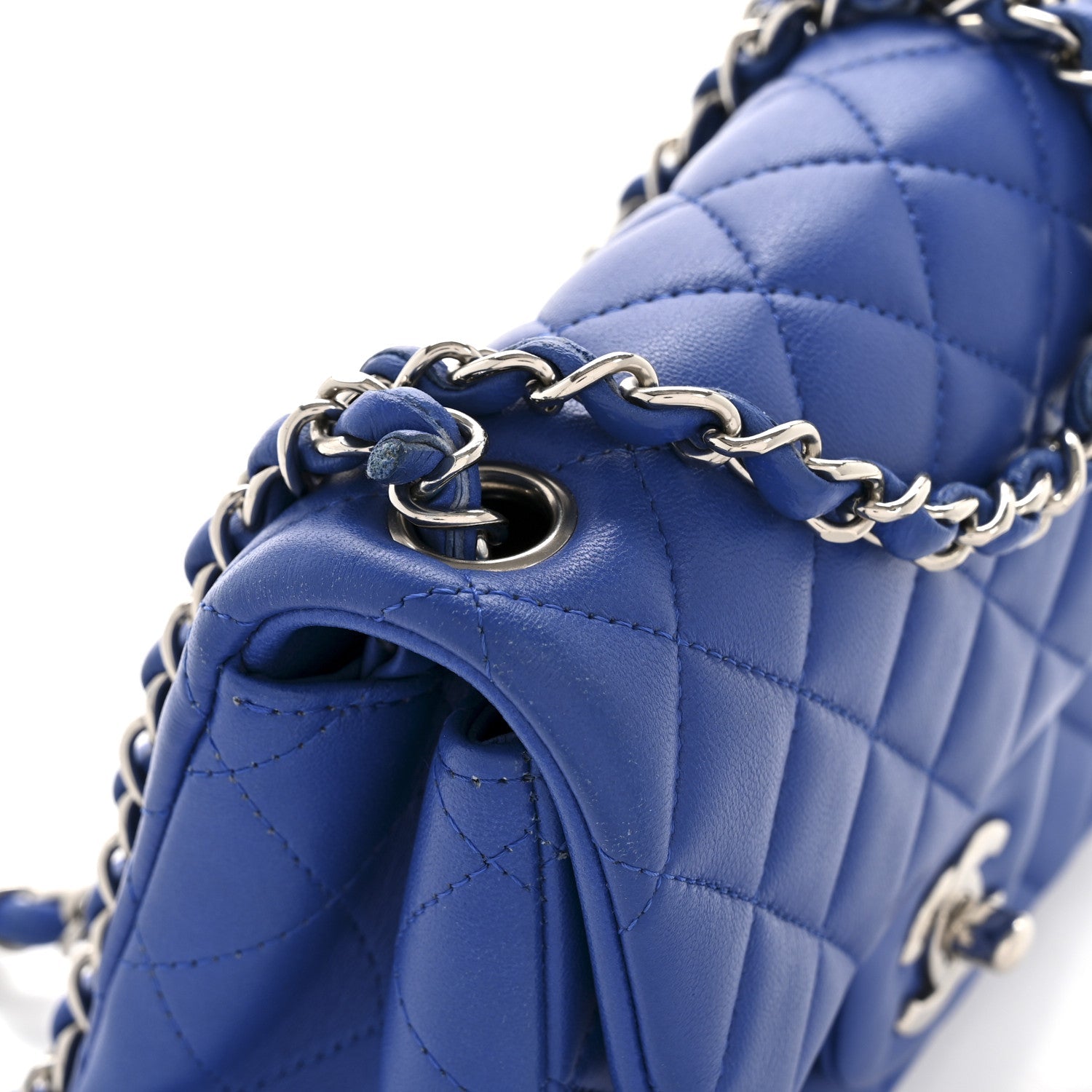 Lambskin Quilted Mini Square Flap Blue