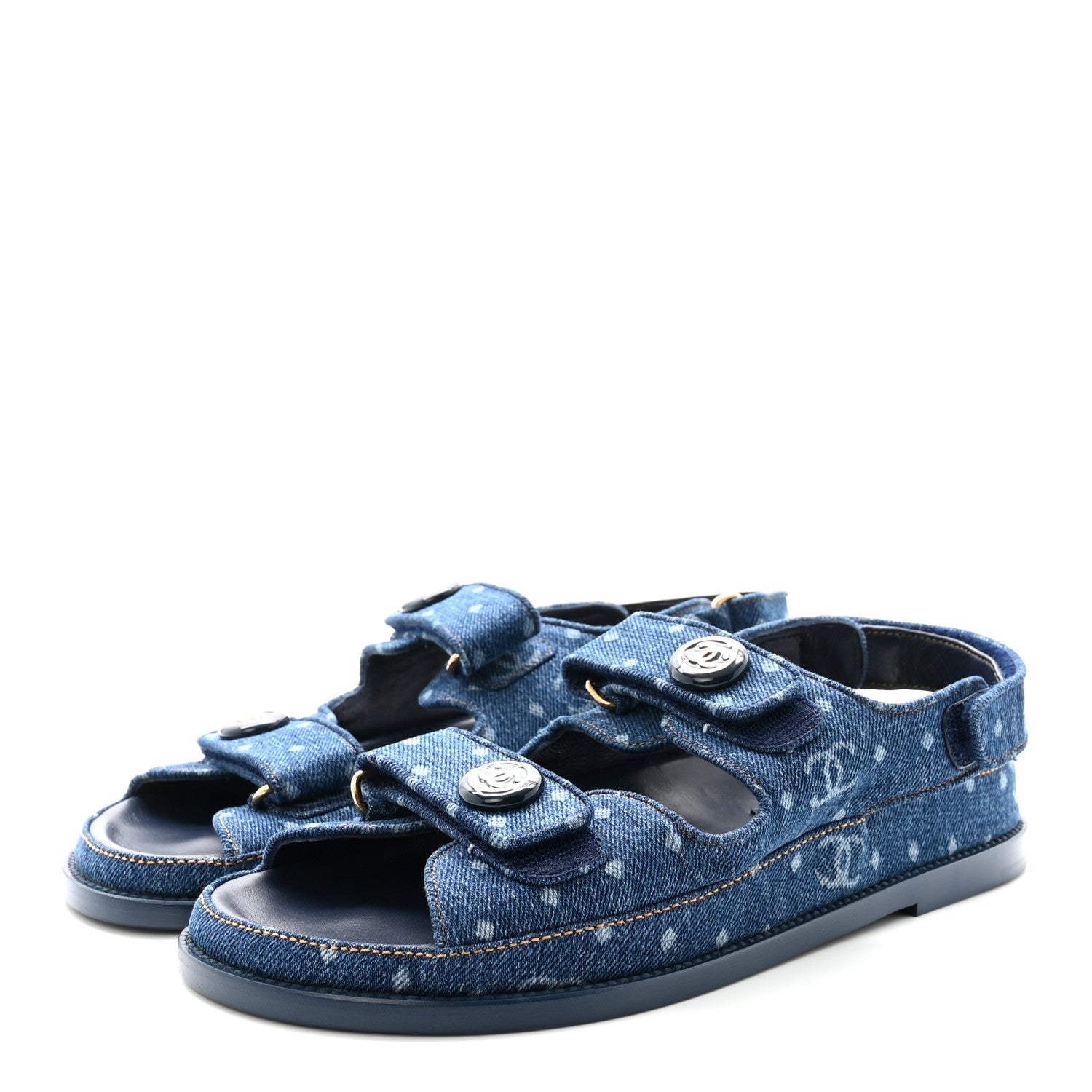 Printed Denim CC Dad Sandals 40 Dark Blue