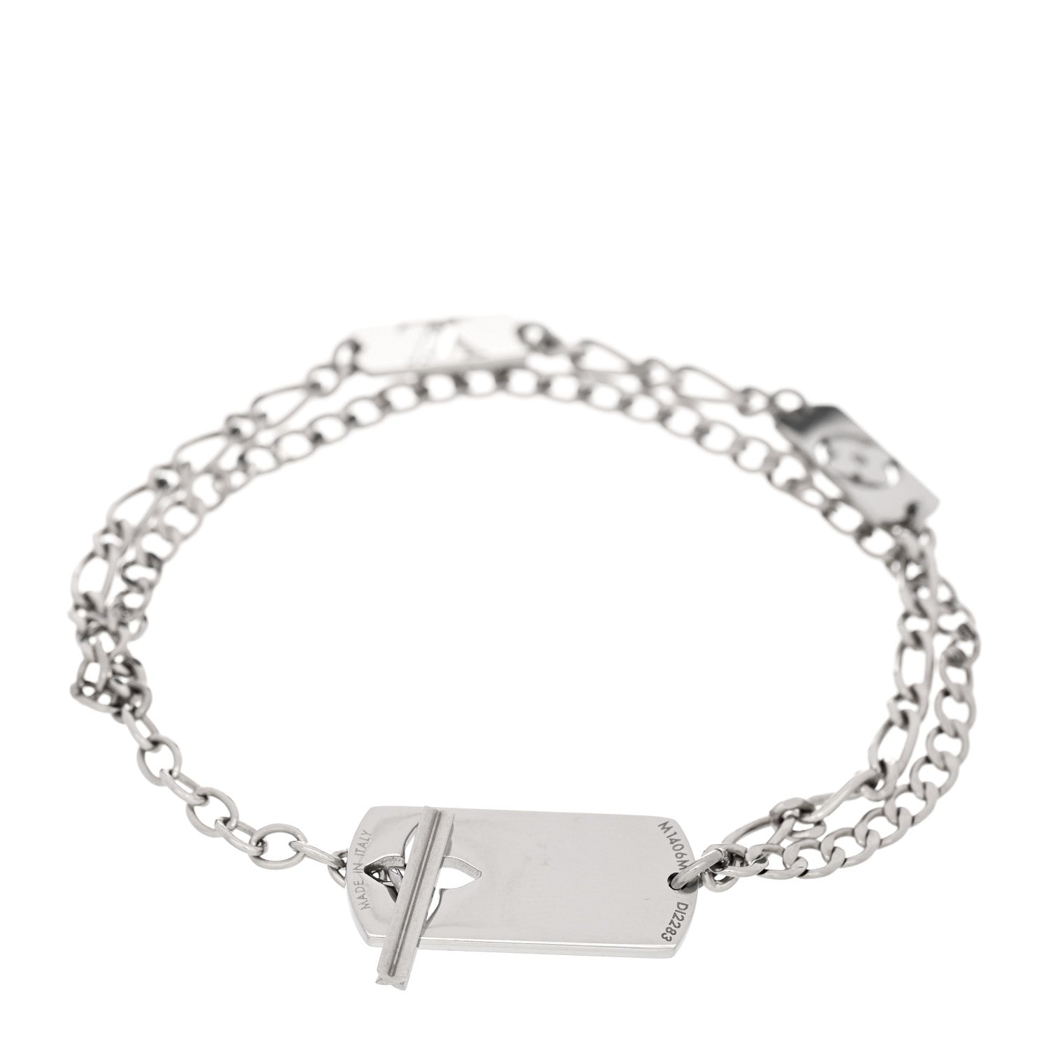 Monogram LV Double Chain Bracelet Silver