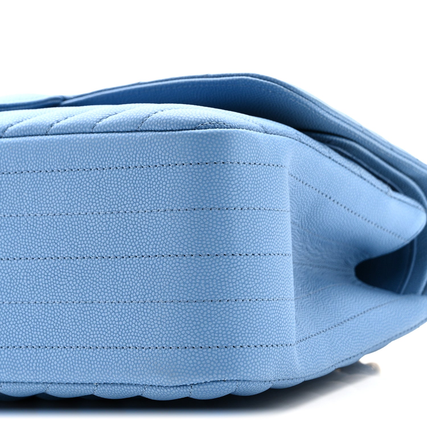 Caviar Flat Chevron Quilted Jumbo Double Flap Blue