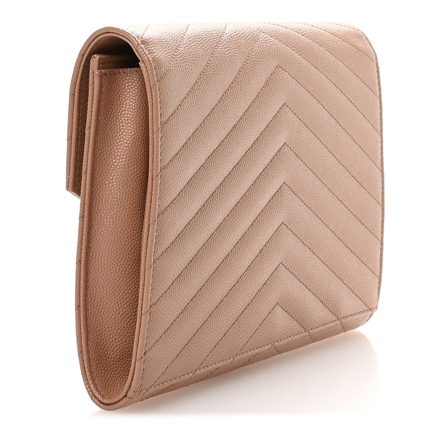 Grain De Poudre Matelasse Chevron Monogram Envelope Clutch Vintage Peach