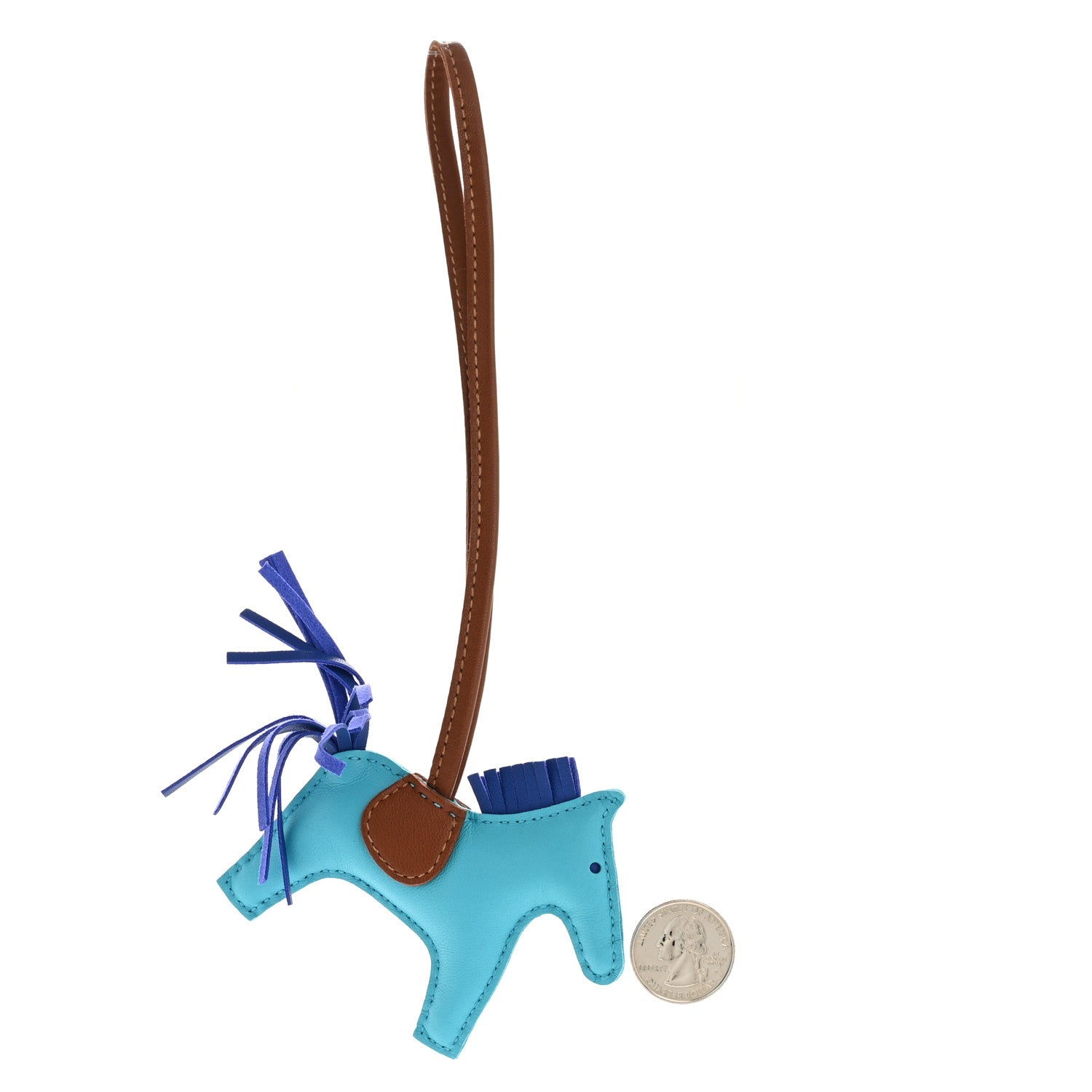 Milo Lambskin Grigri Rodeo Horse Bag Charm PM Bleu Azteque Bleu Electrique Fauve
