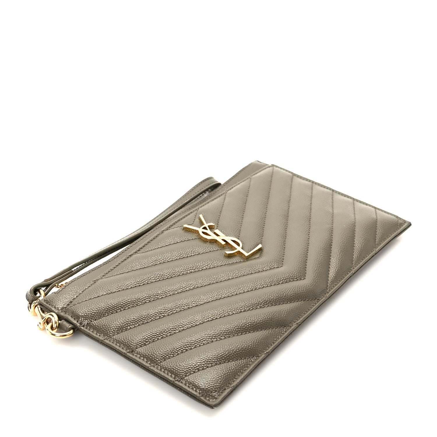Grain De Poudre Chevron Monogram Bill Pouch Vert Kaki