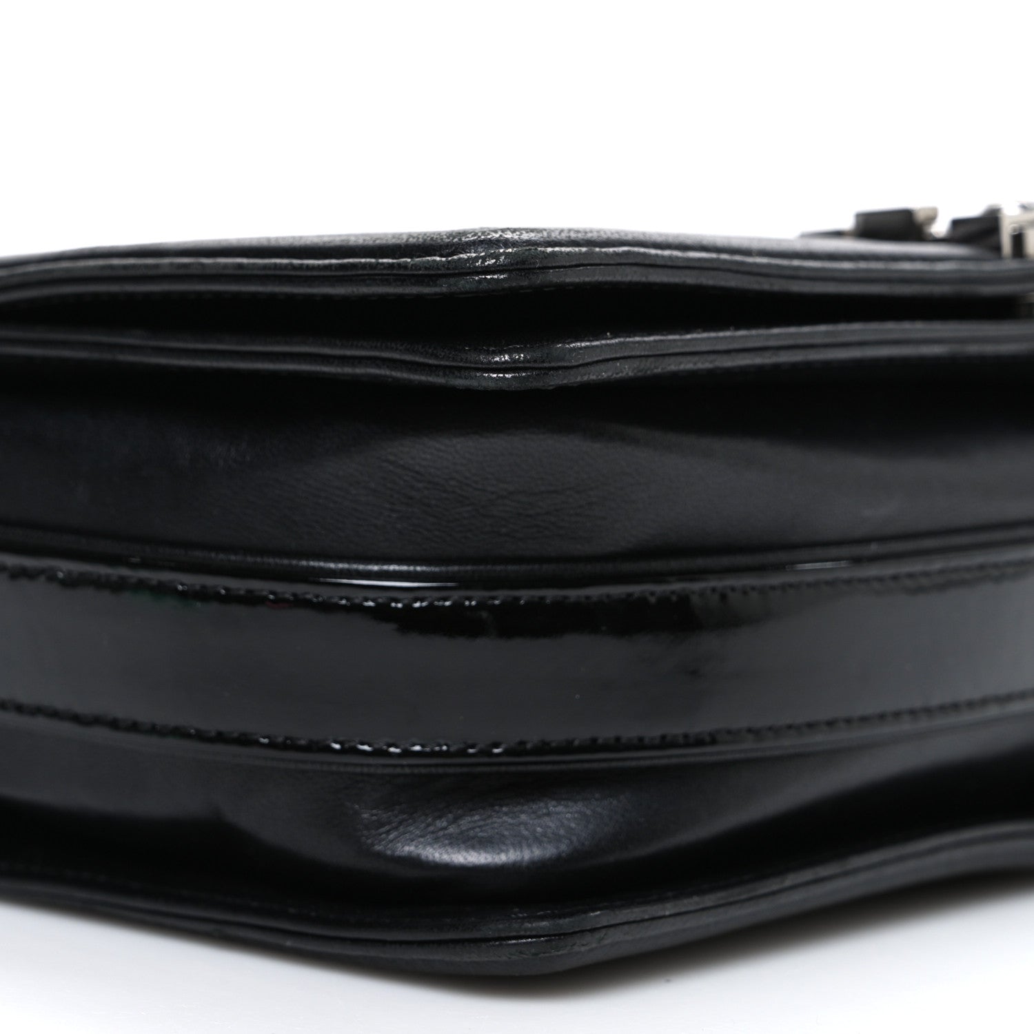 Calfskin Patent Braided Medium Boy Flap Black