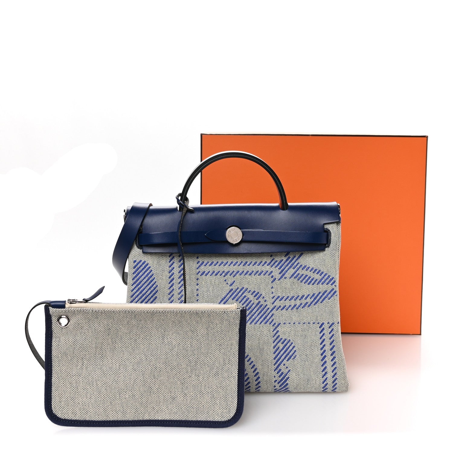 Vache Hunter Toile H Brides de Gala Herbag Zip Retourne 31 PM Bleu De France Ecru Saphir