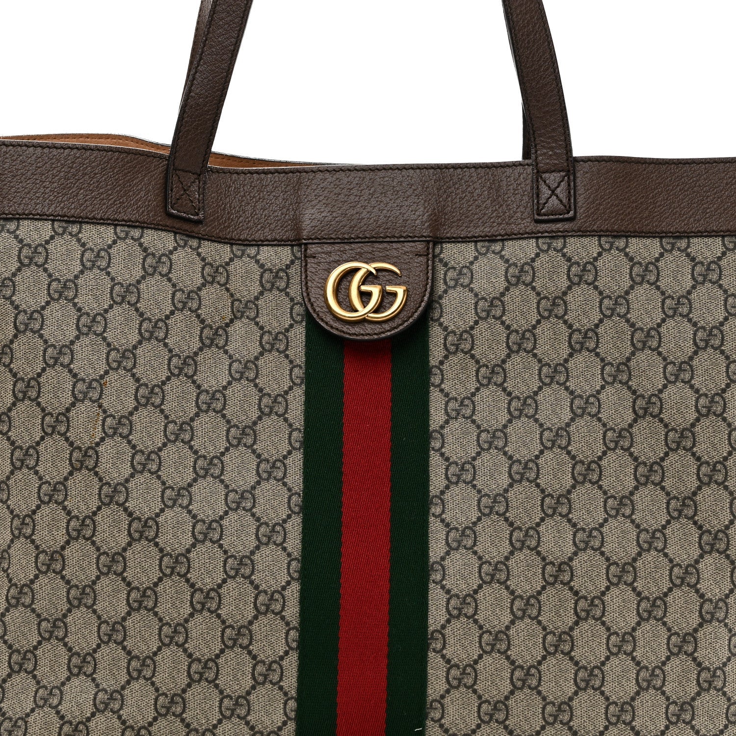 GG Supreme Monogram Web Ophidia Tote Brown