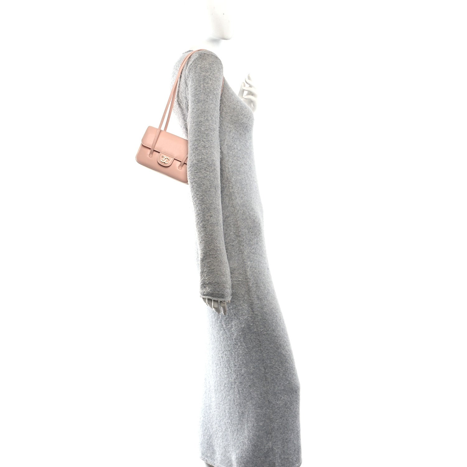 Shiny Caviar Mini Preppy Coco Shoulder Bag Light Pink