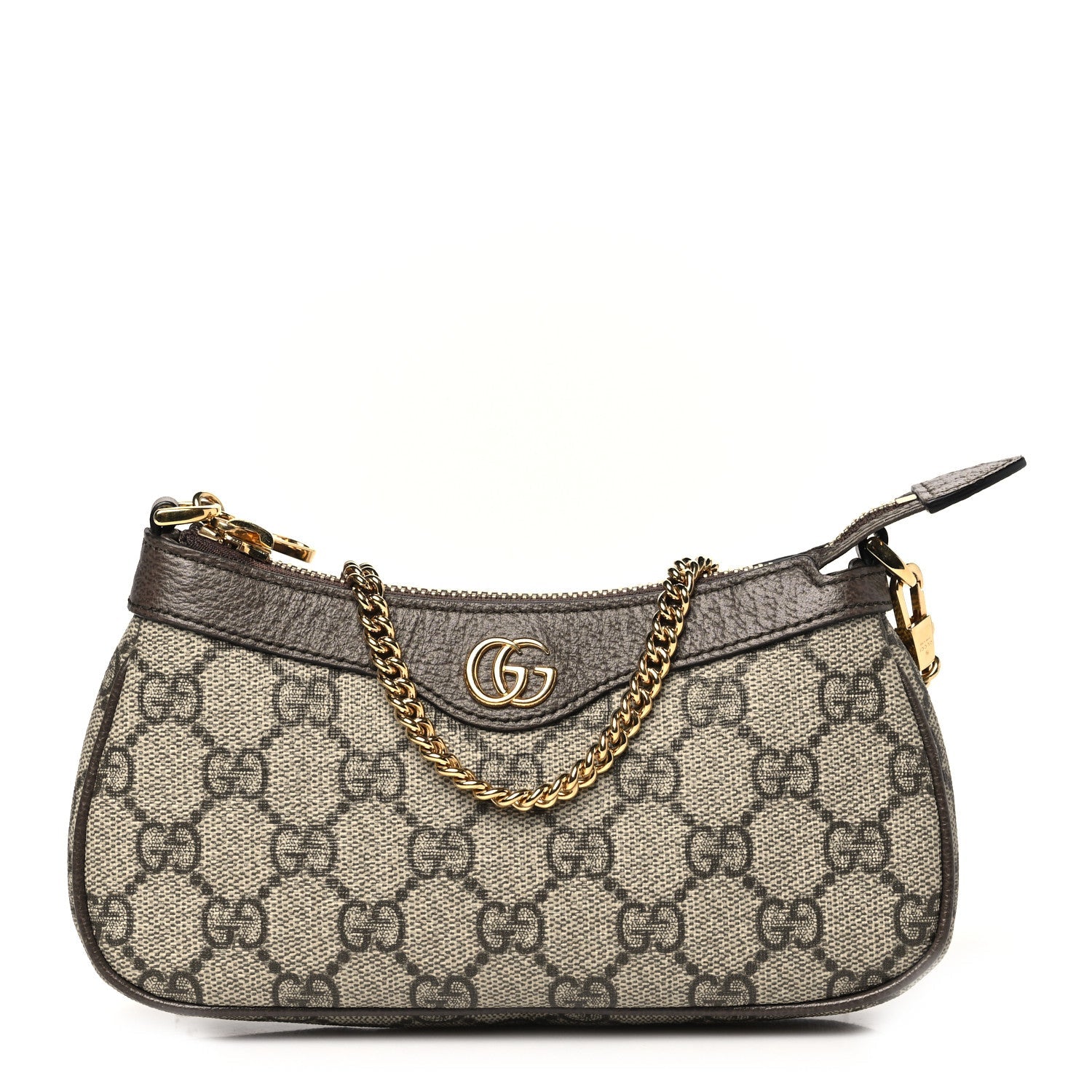GG Supreme Monogram Textured Dollar Calfskin Mini Ophidia Chain Bag Beige Ebony