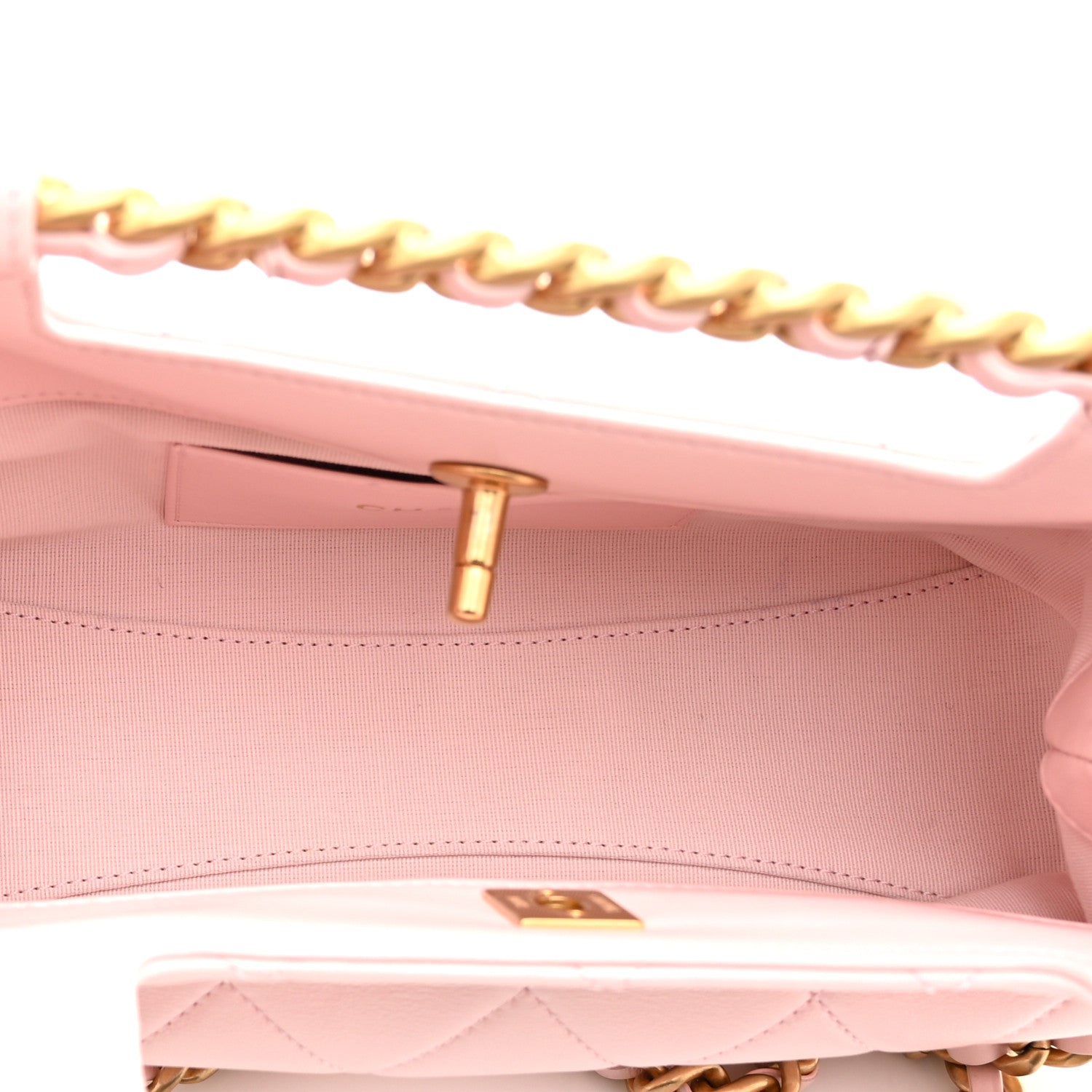 Shiny Lambskin Small Shopping Bag Light Pink