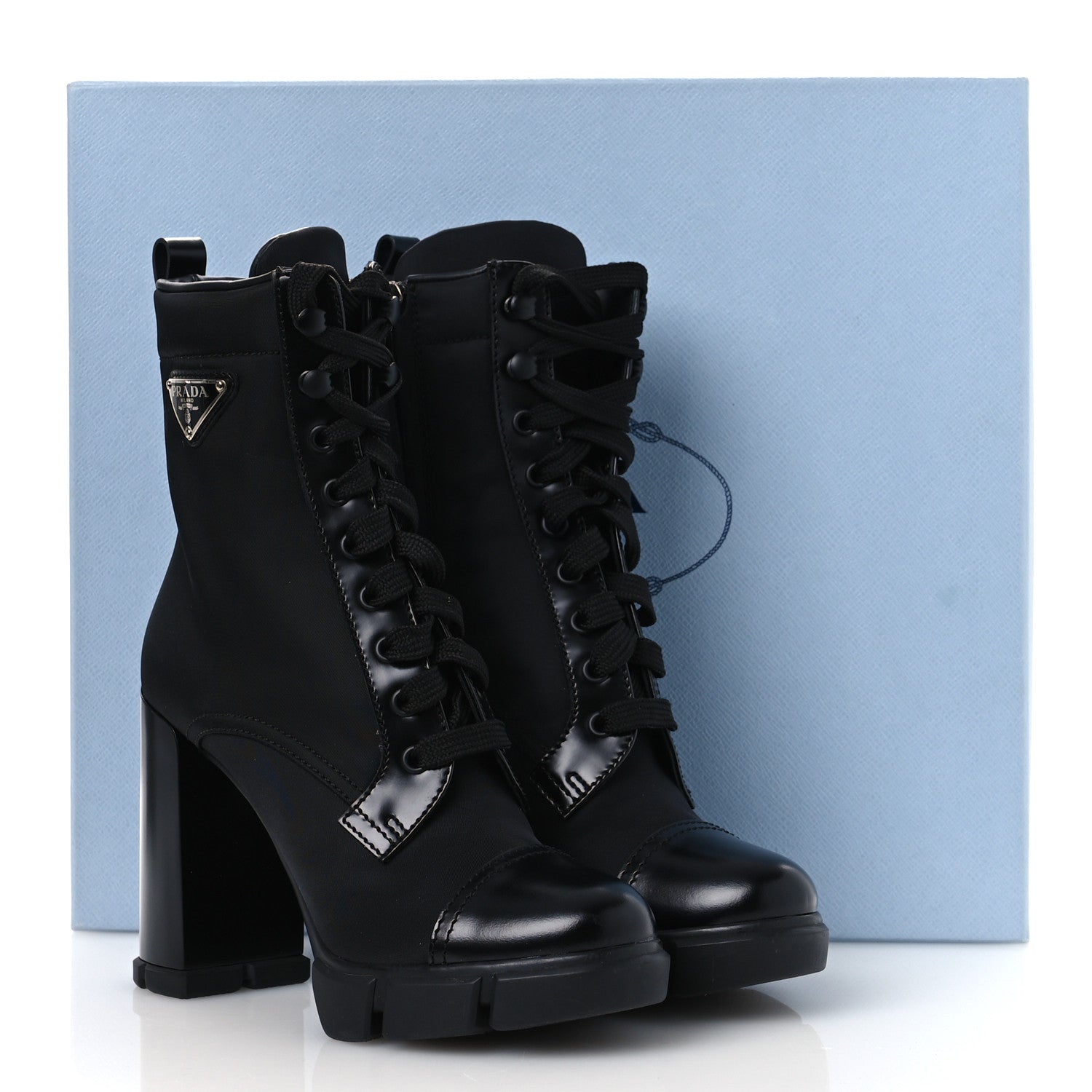Spazzolato Re-Nylon Metal Triangle Logo 110mm Ankle Boots 36.5 Black