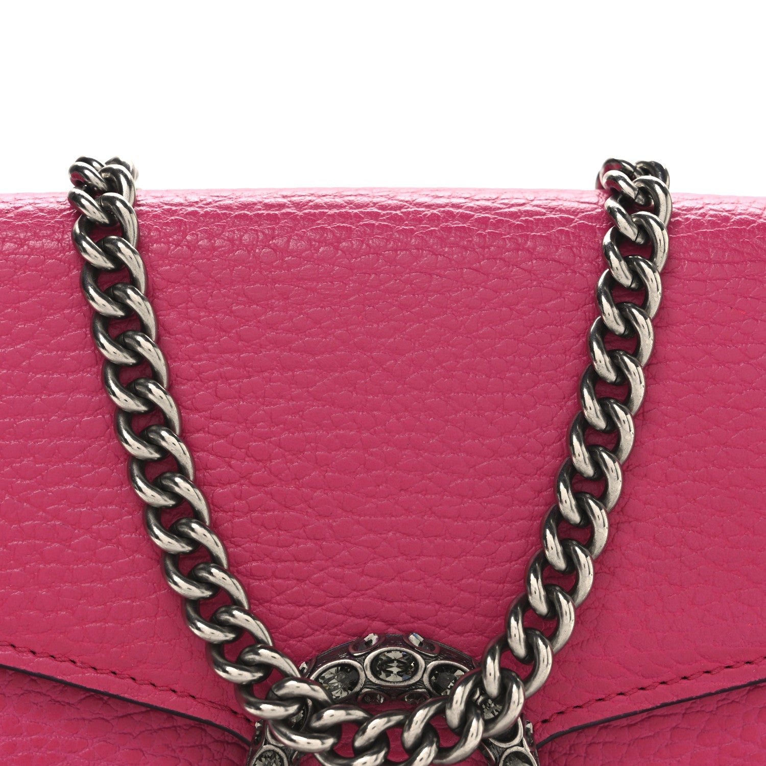 Dollar Calfskin Crystal Mini Dionysus Chain Wallet Box Pink
