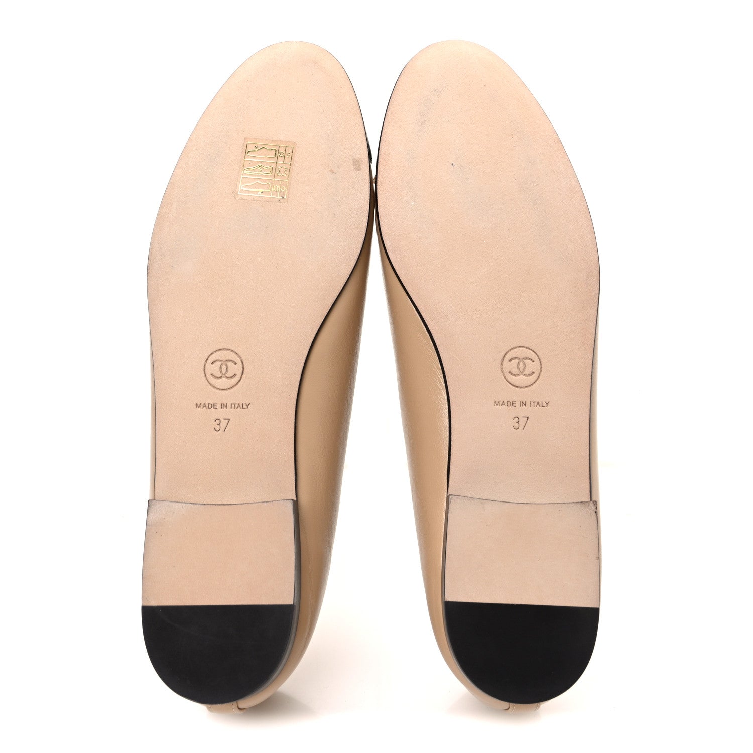 Lambskin Cap Toe CC Ballerina Flats 37 Beige Black