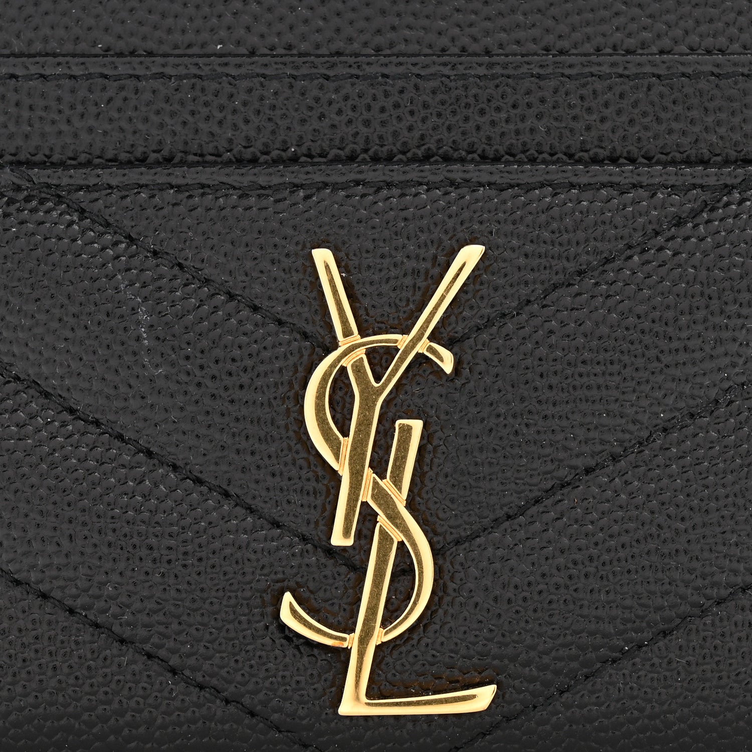 Grain De Poudre Matelasse Chevron Monogram Credit Card Case Black