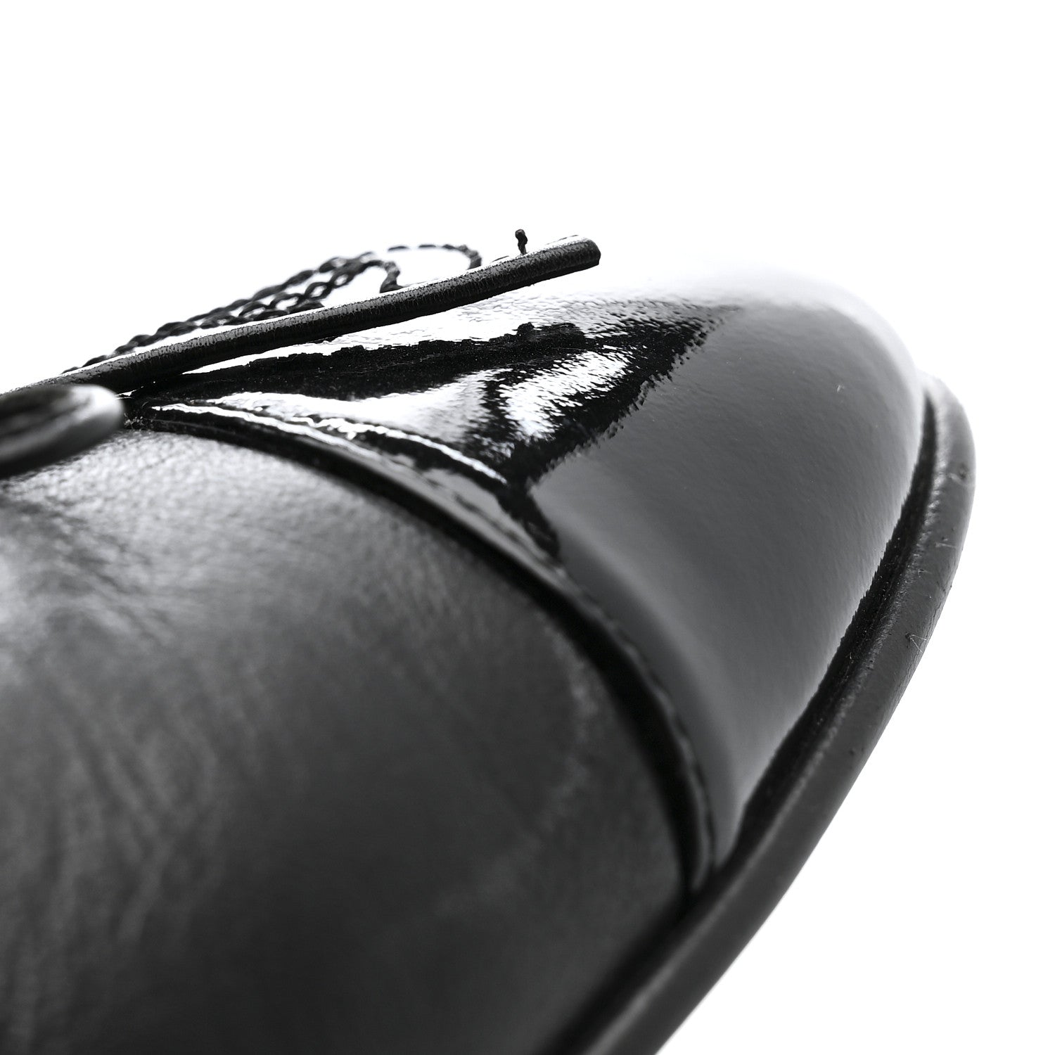 Lambskin Patent Cap Toe Ballerina Flats 39.5 Black