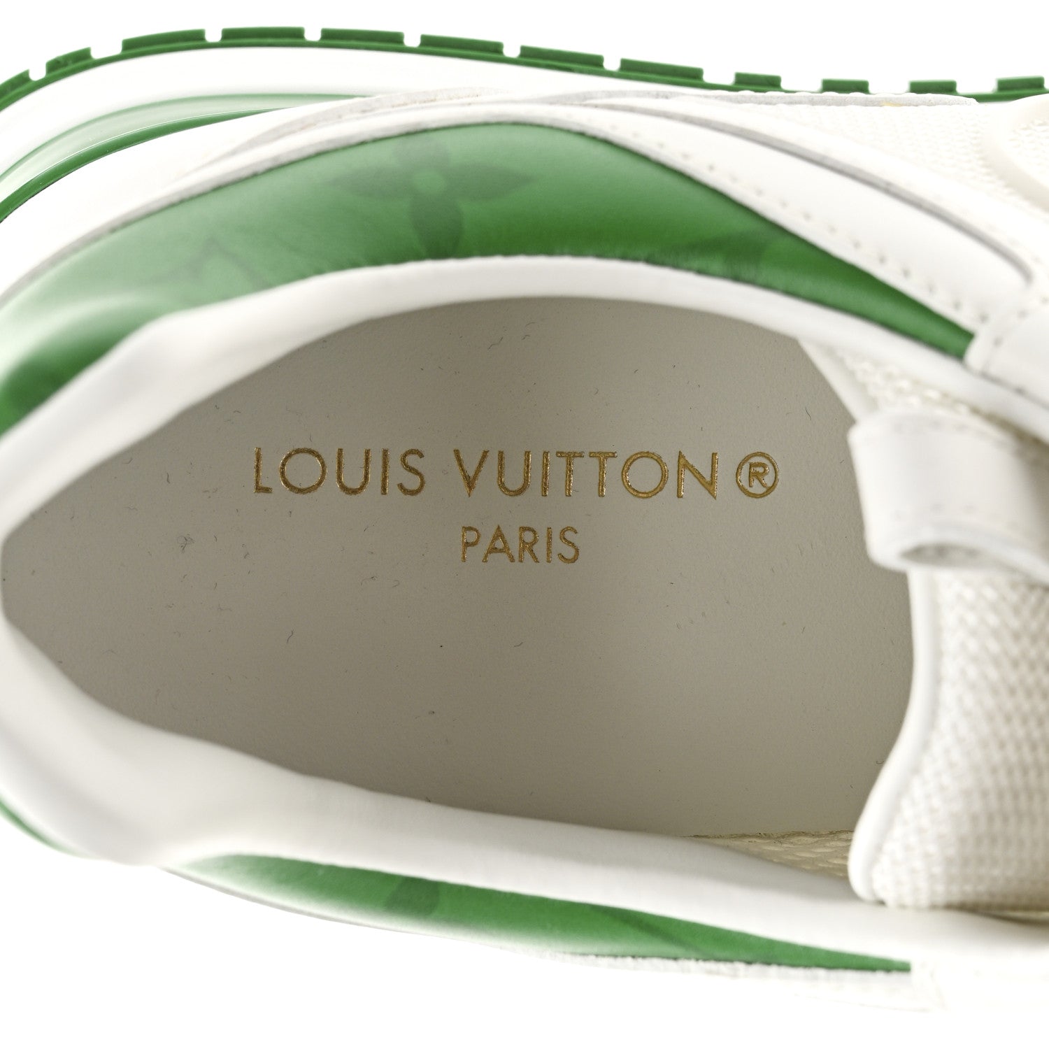 Calfskin Monogram Run Away Sneakers 37 White Green