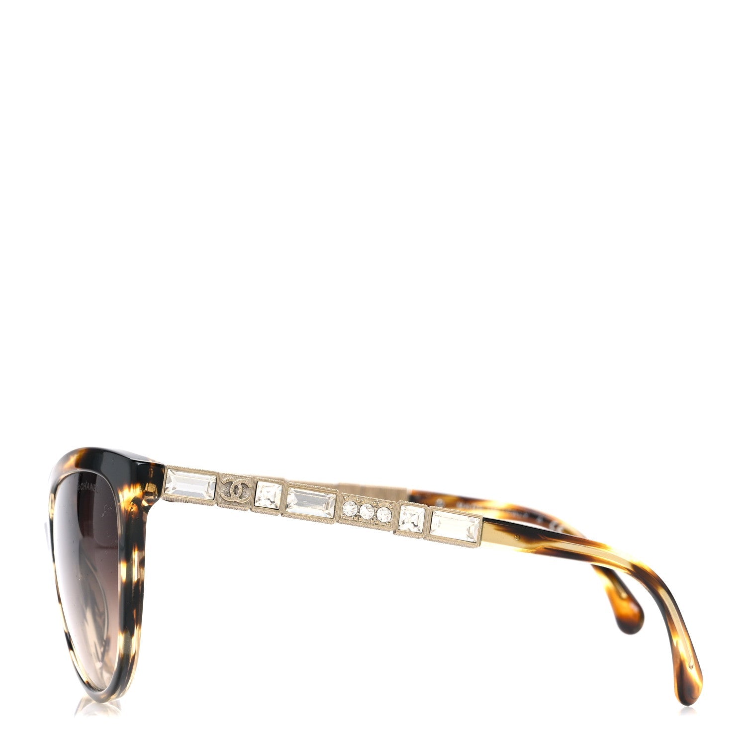 Crystal Baguette Cat Eye Bijou Sunglasses 5307-B Tortoise