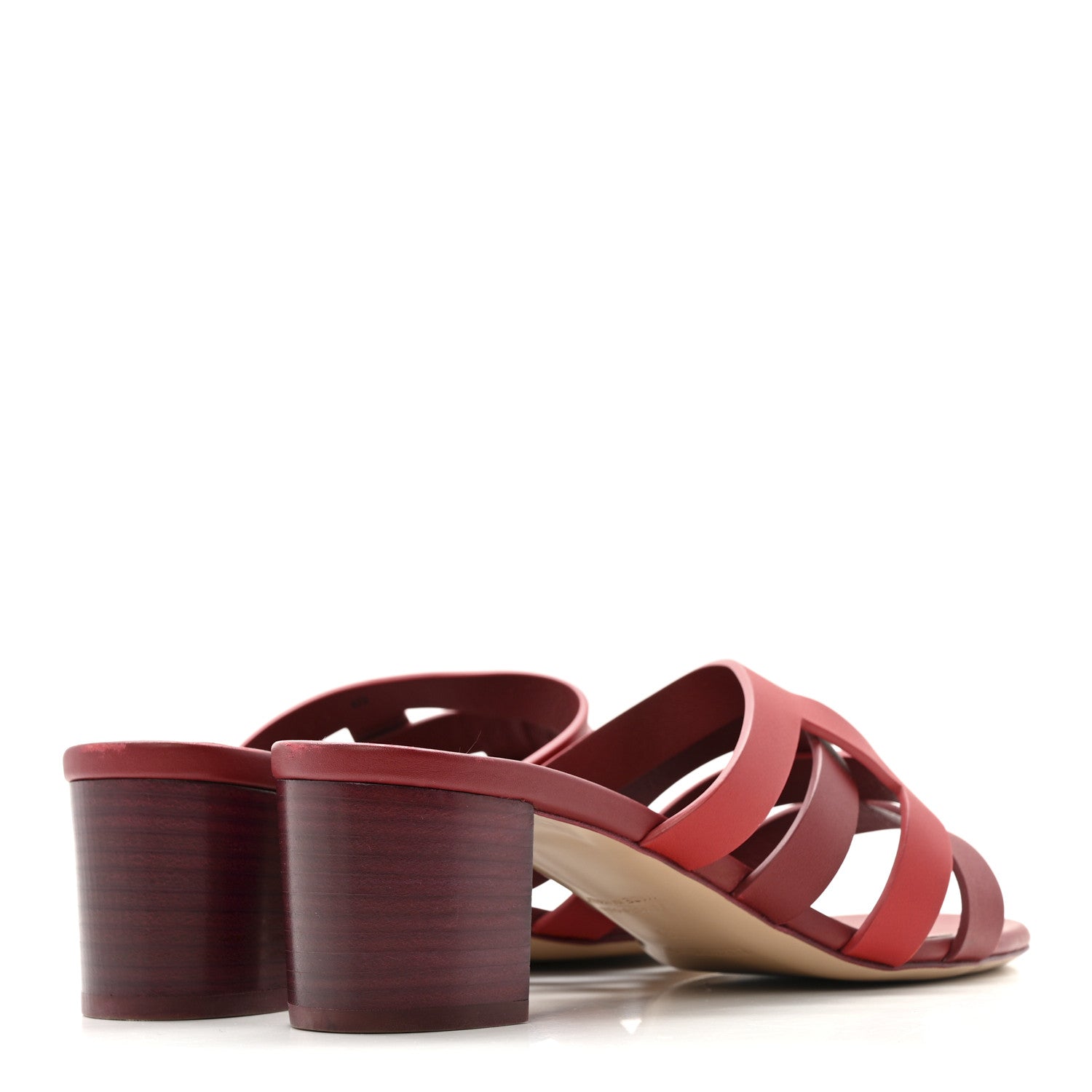 Calfskin Amica Sandals 38 Rouge Grenat Orange Solaire