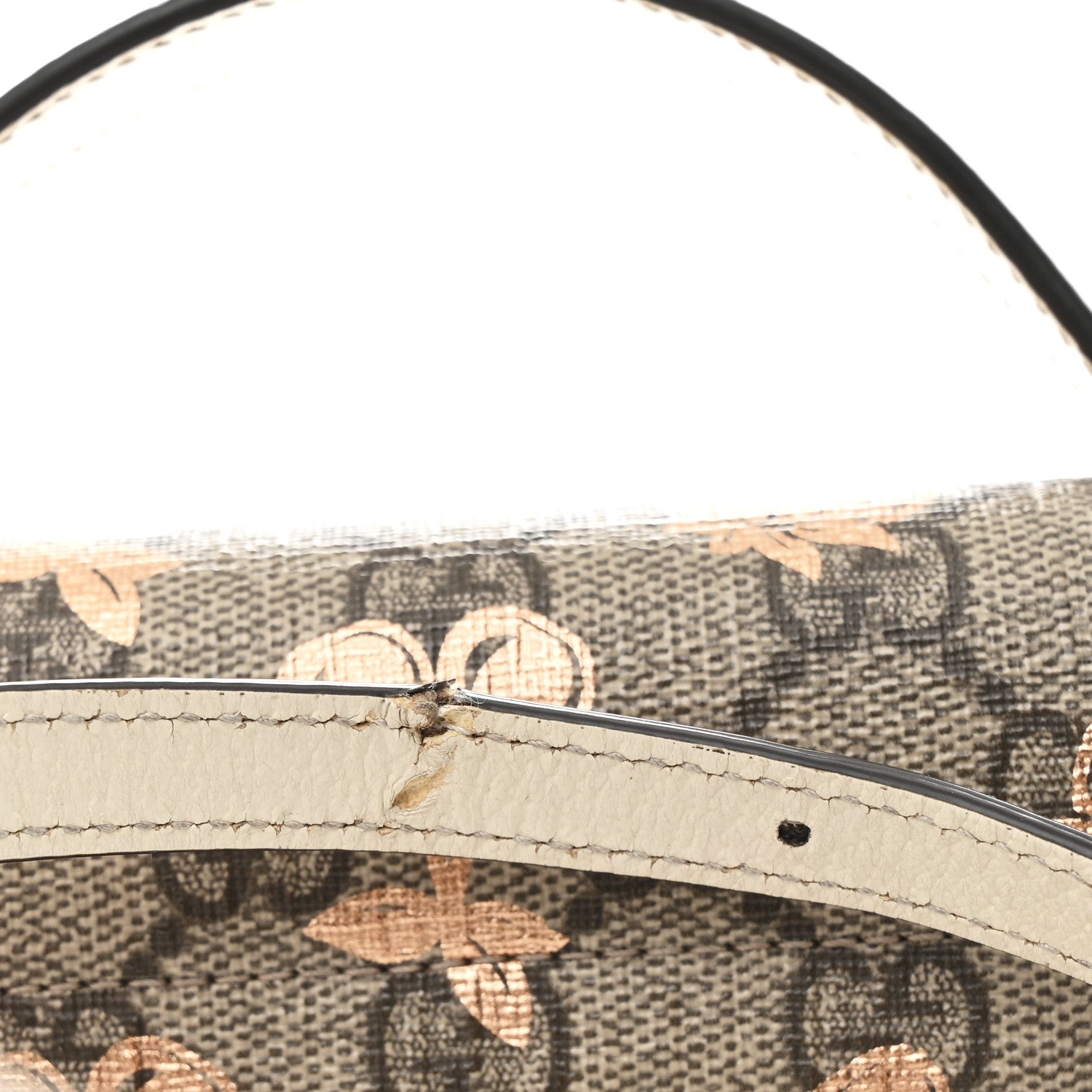 GG Supreme Monogram Berry Textured Dollar Calfskin Mini Padlock Top Handle Shoulder Bag Beige Ebony Light Copper Mystic White