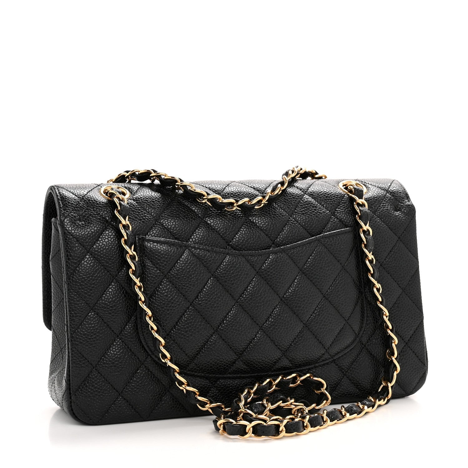 Caviar Quilted Medium Double Flap Black