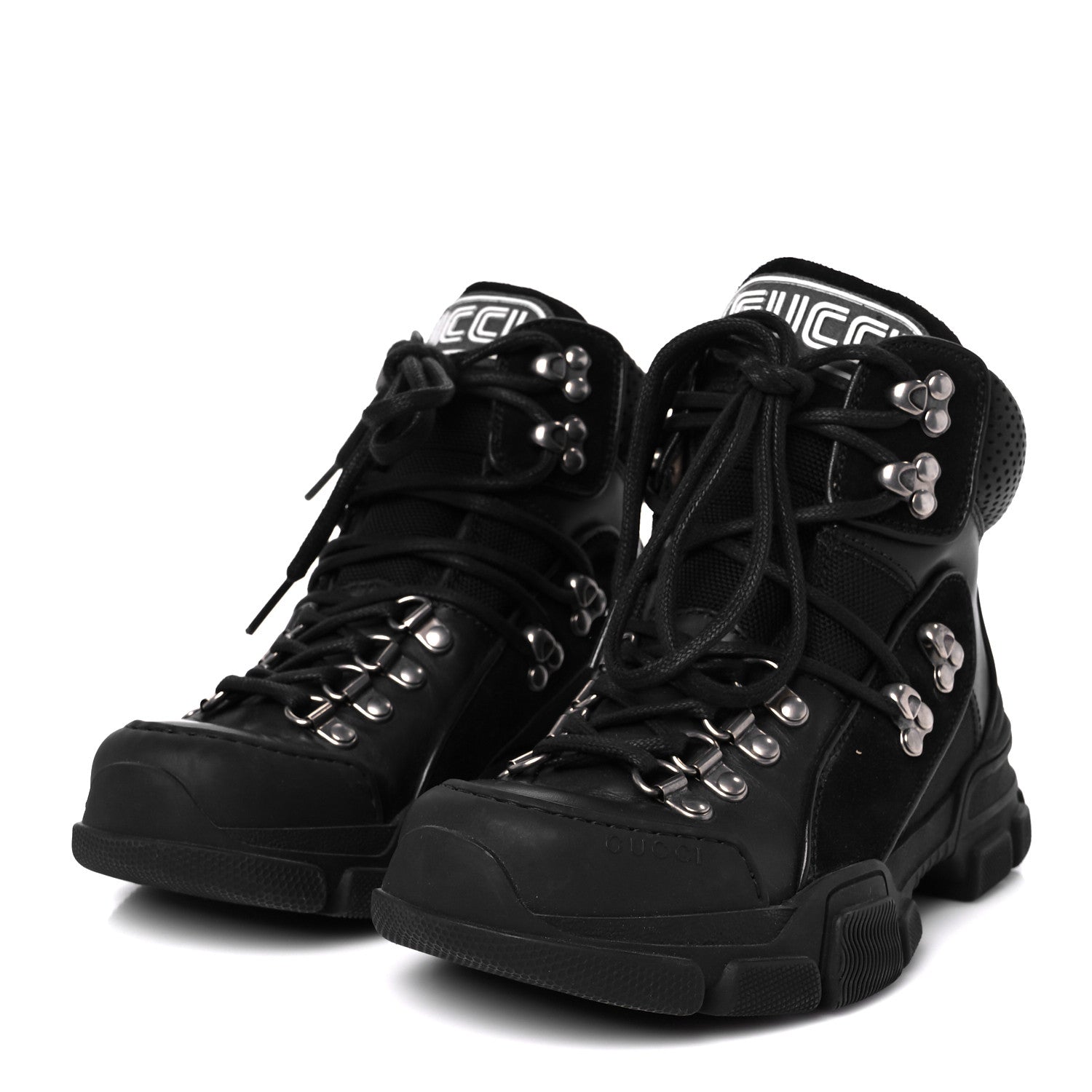X SEGA Calfskin Suede Technical Canvas Womens Flashtrek High-Top Sneakers 35 Black