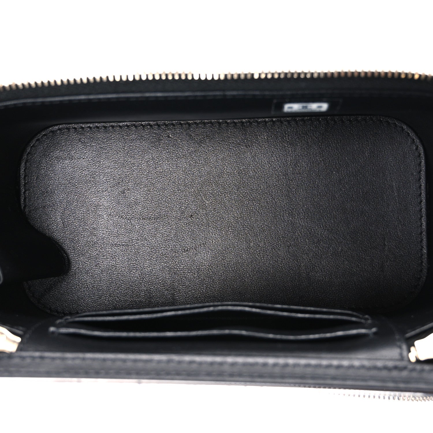 Lambskin Quilted Trendy Small Top Handle Vanity Case With Chain Black
