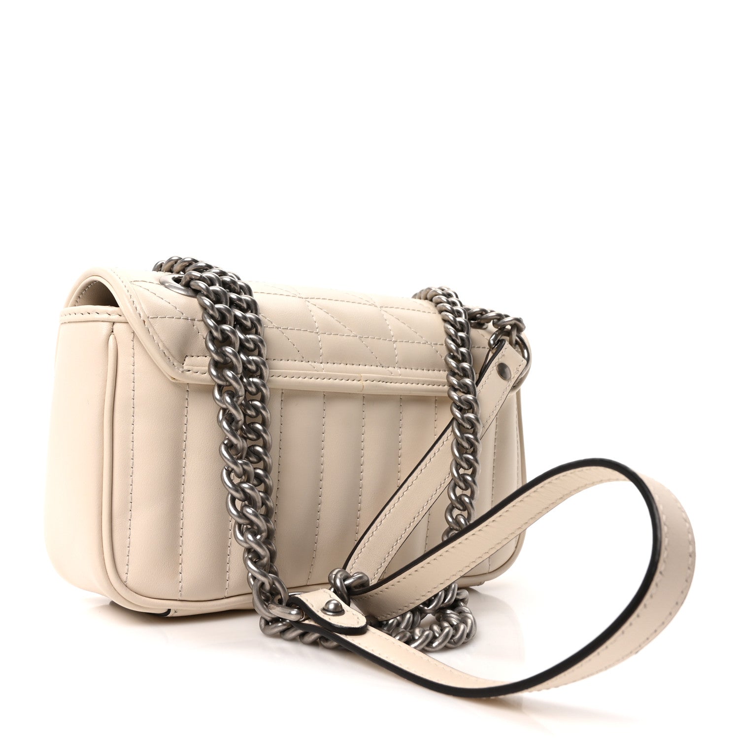 Calfskin Matelasse Aria Small GG Marmont Shoulder Bag Mystic White