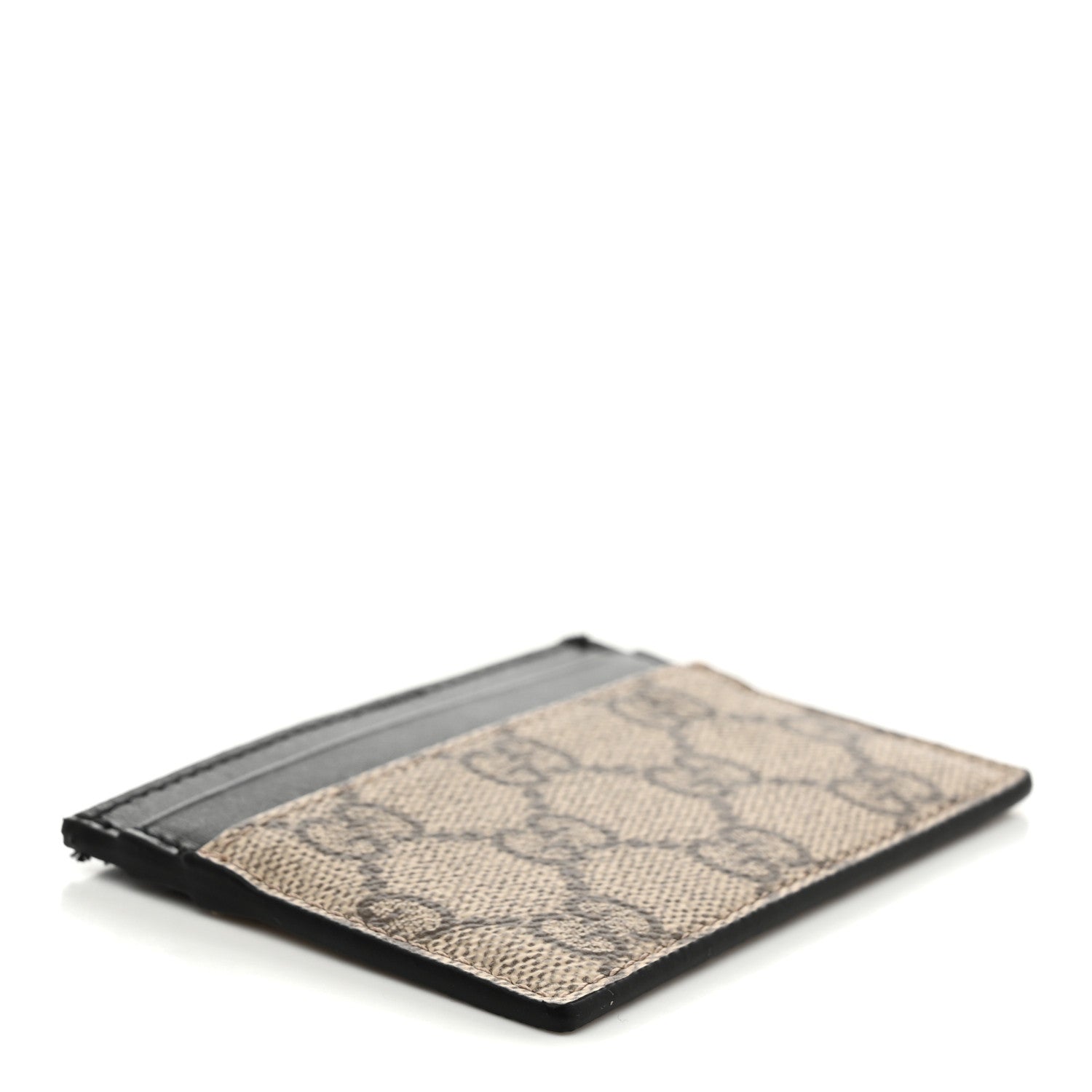 GG Supreme Monogram Calfskin Card Holder Beige Black