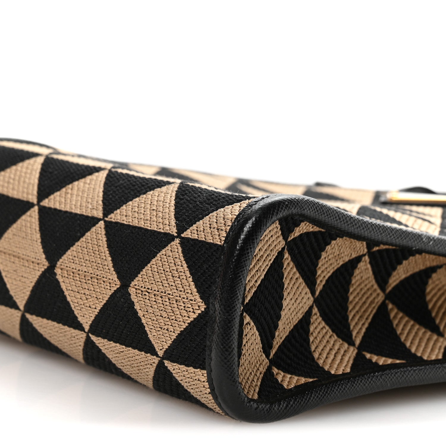 Jacquard Saffiano Triangolo Symbole Embroidered Mini Tote Black Corda