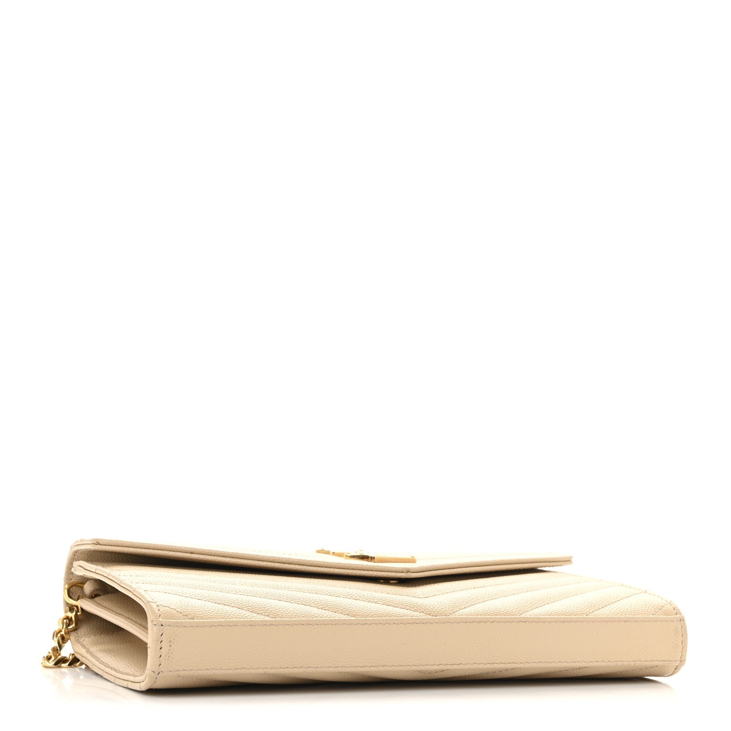 Grain De Poudre Matelasse Chevron Monogram Chain Wallet Nude Powder