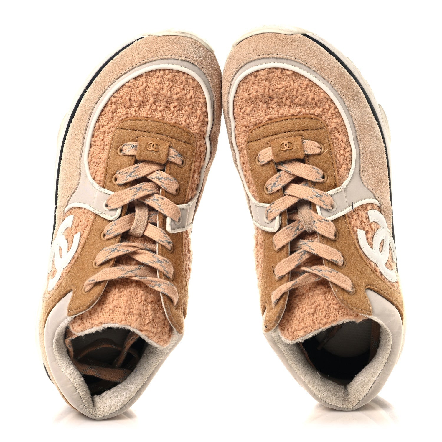 Suede Tweed Felt CC Sneakers 39 Beige