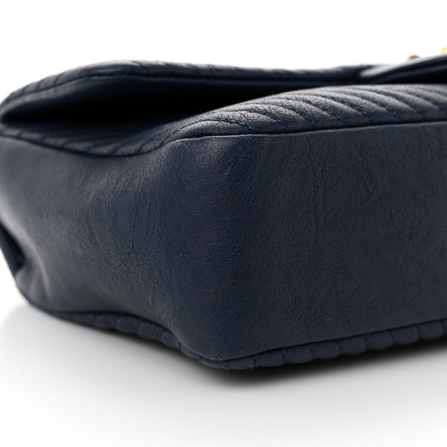 Calfskin Surpique Chevron Medium Flap Navy