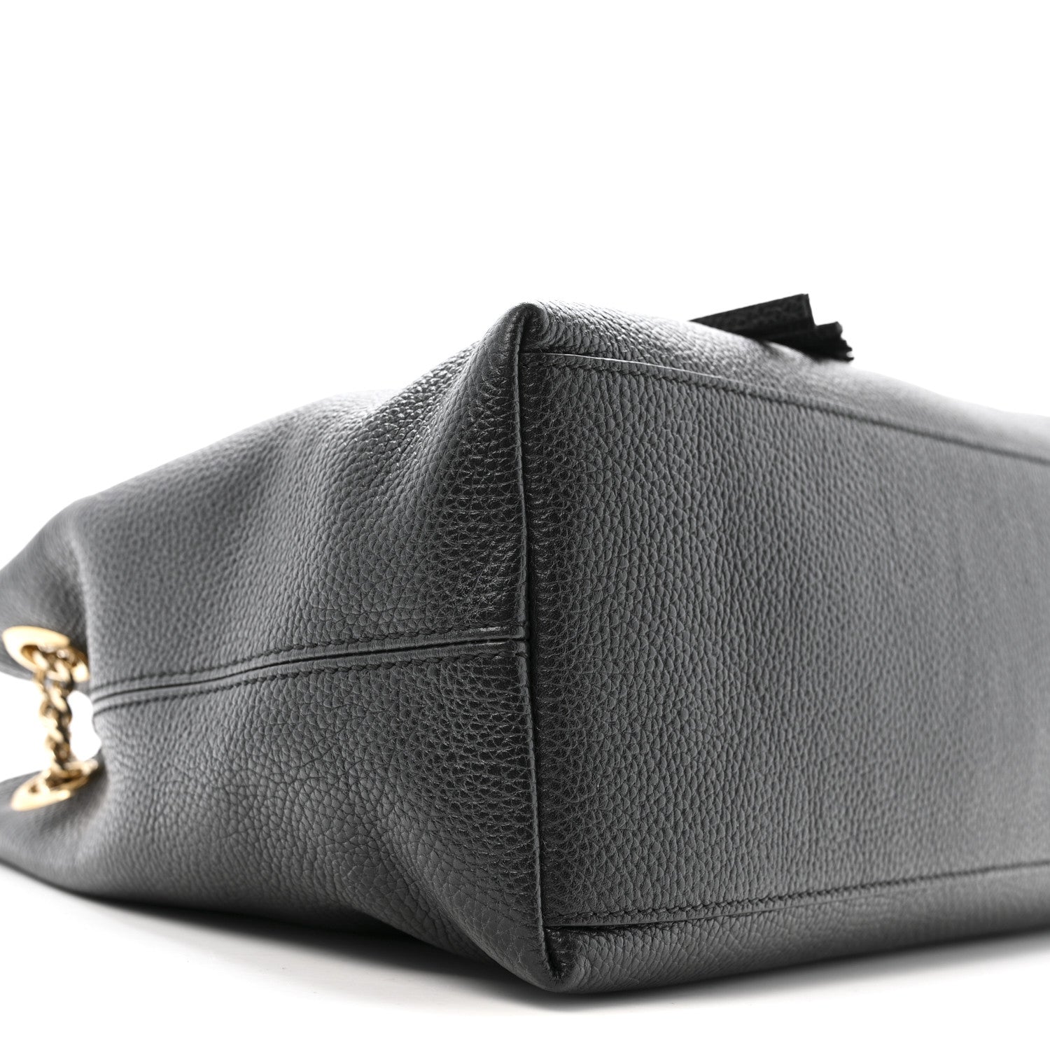 Pebbled Calfskin Medium Soho Chain Shoulder Bag Black