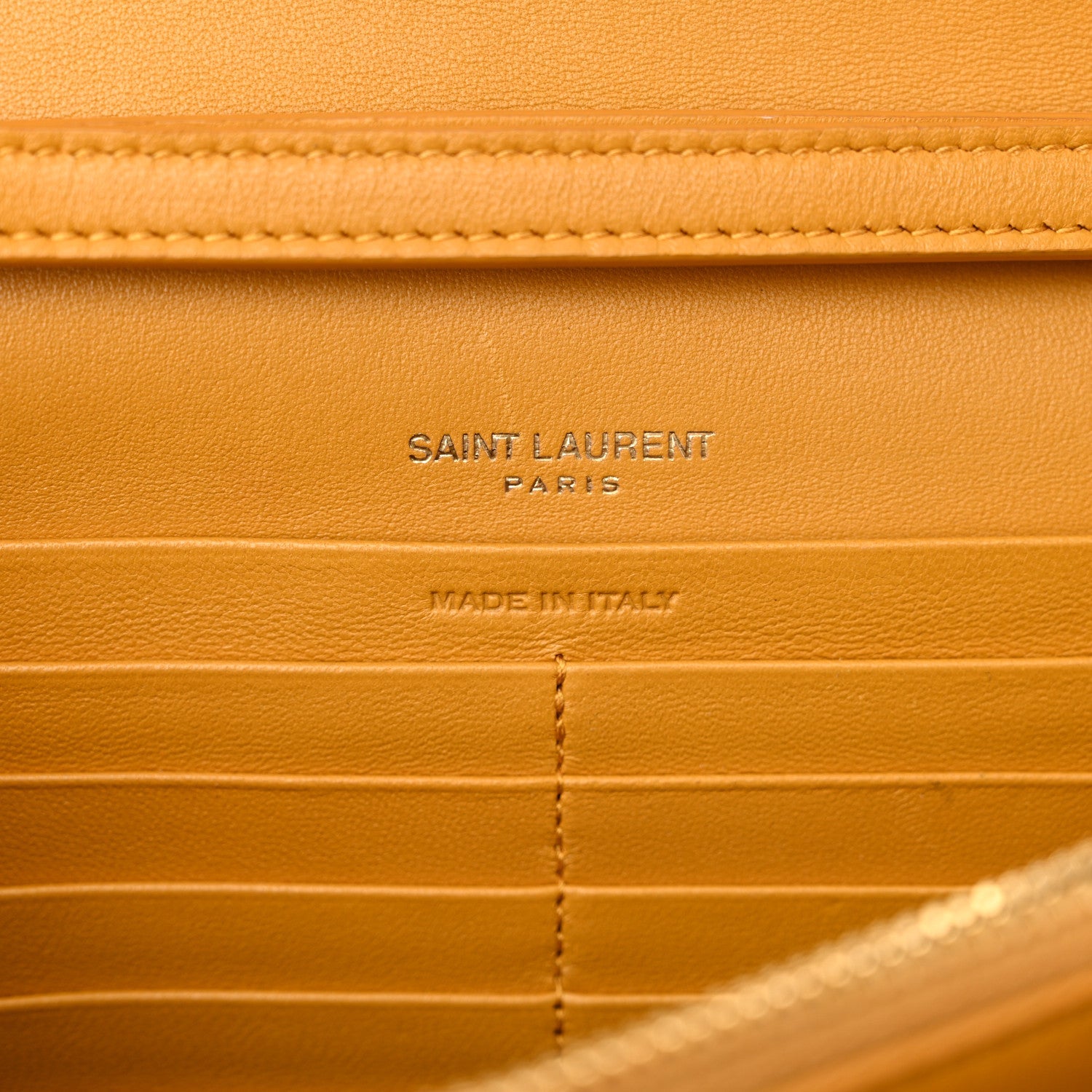 Lambskin Carre Quilted Cassandre Chain Wallet Saffran