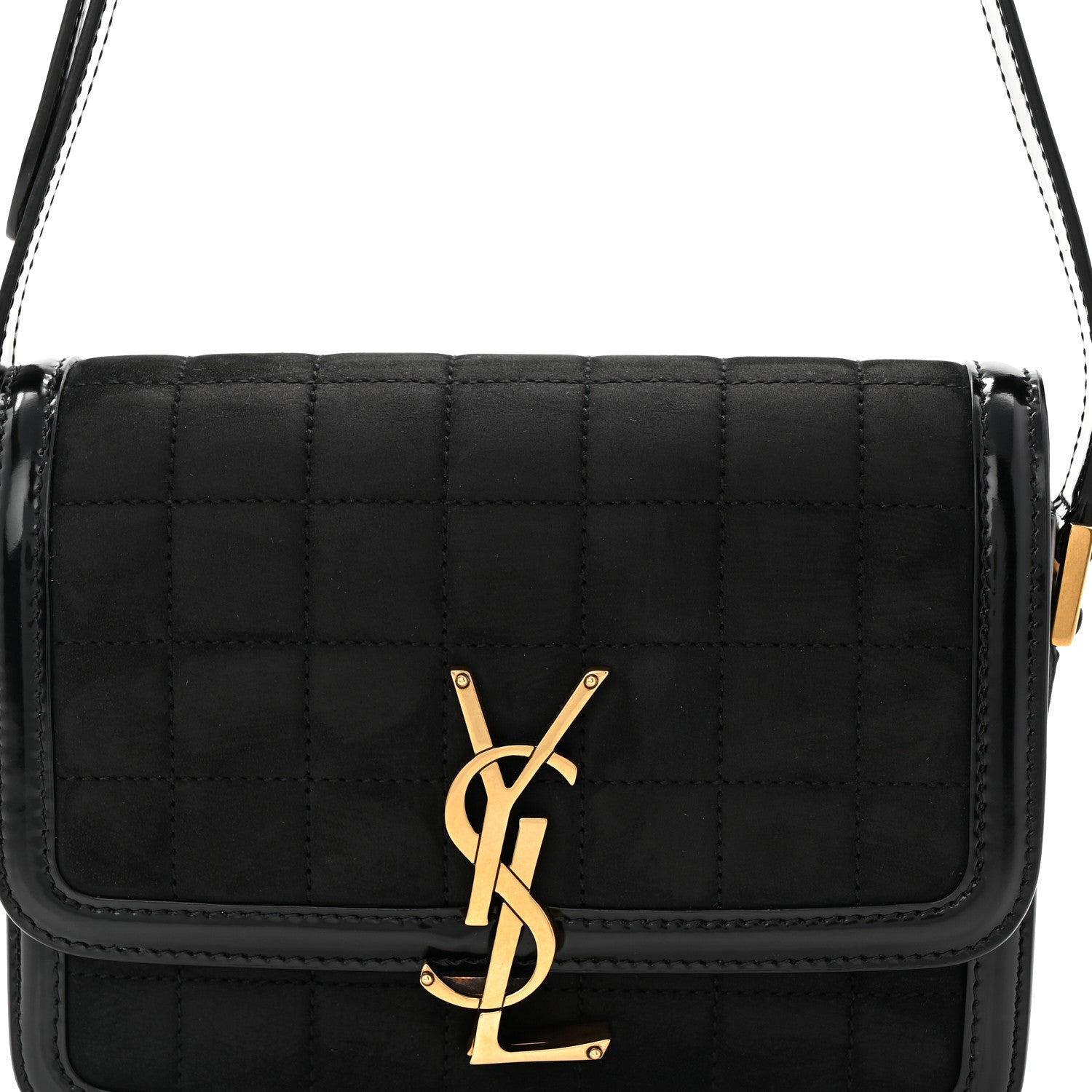 Suede Quilted Monogram Small Solferino Satchel Black