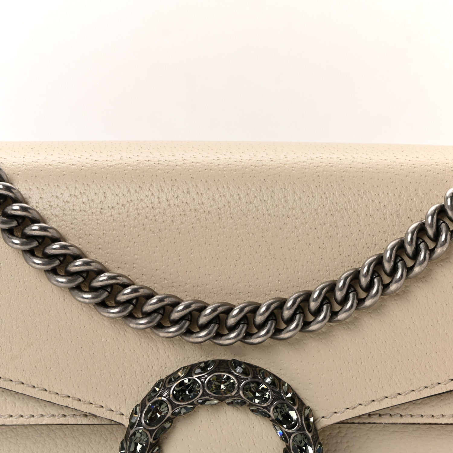 Textured Calfskin Crystal Small Dionysus Shoulder Bag Mystic White