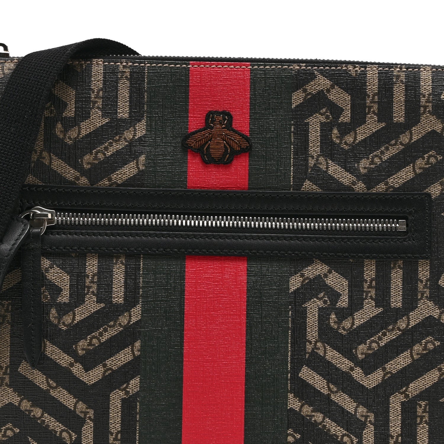 GG Supreme Monogram Caleido Web Messenger Beige Ebony