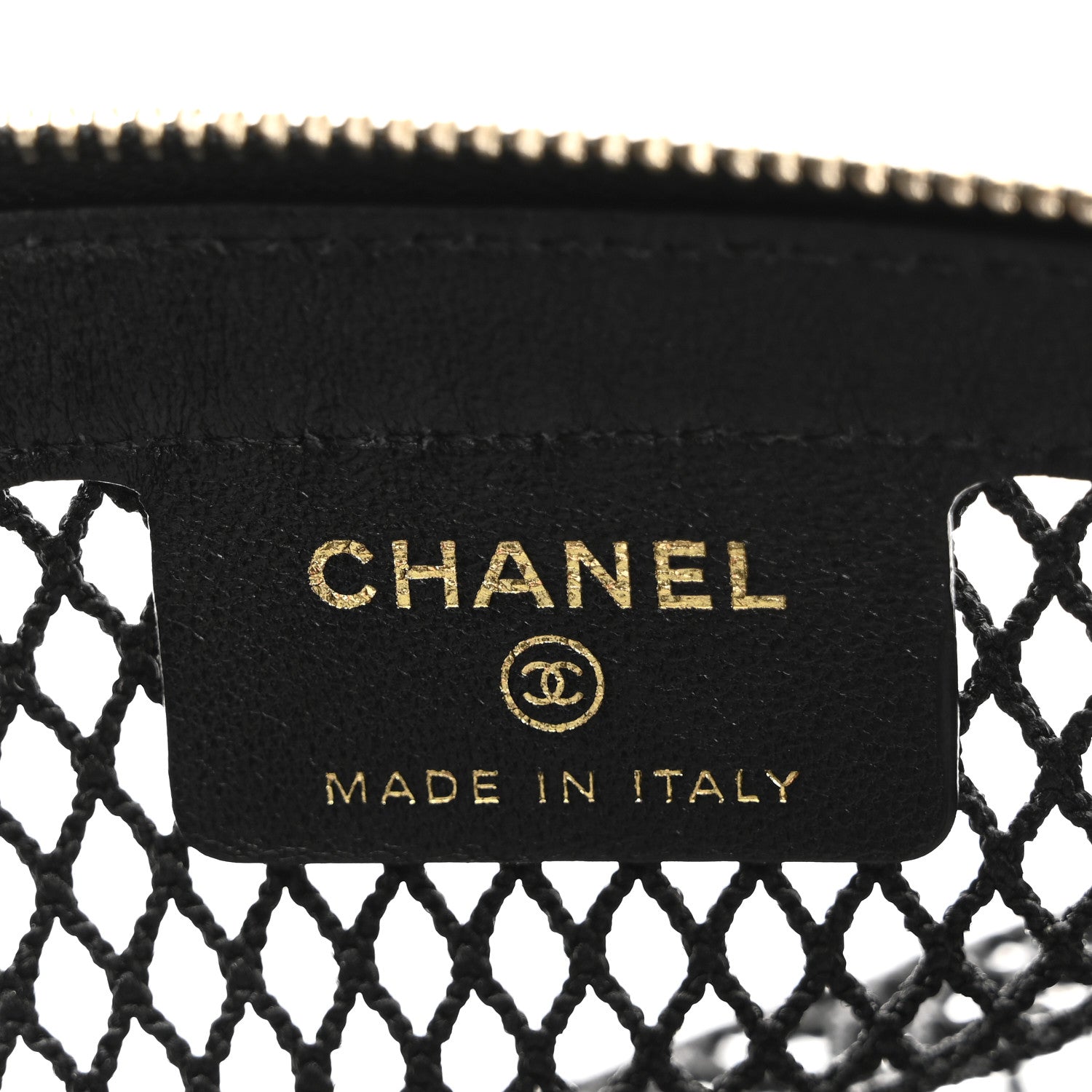 Mesh Shiny Lambskin Clutch With Chain  Black