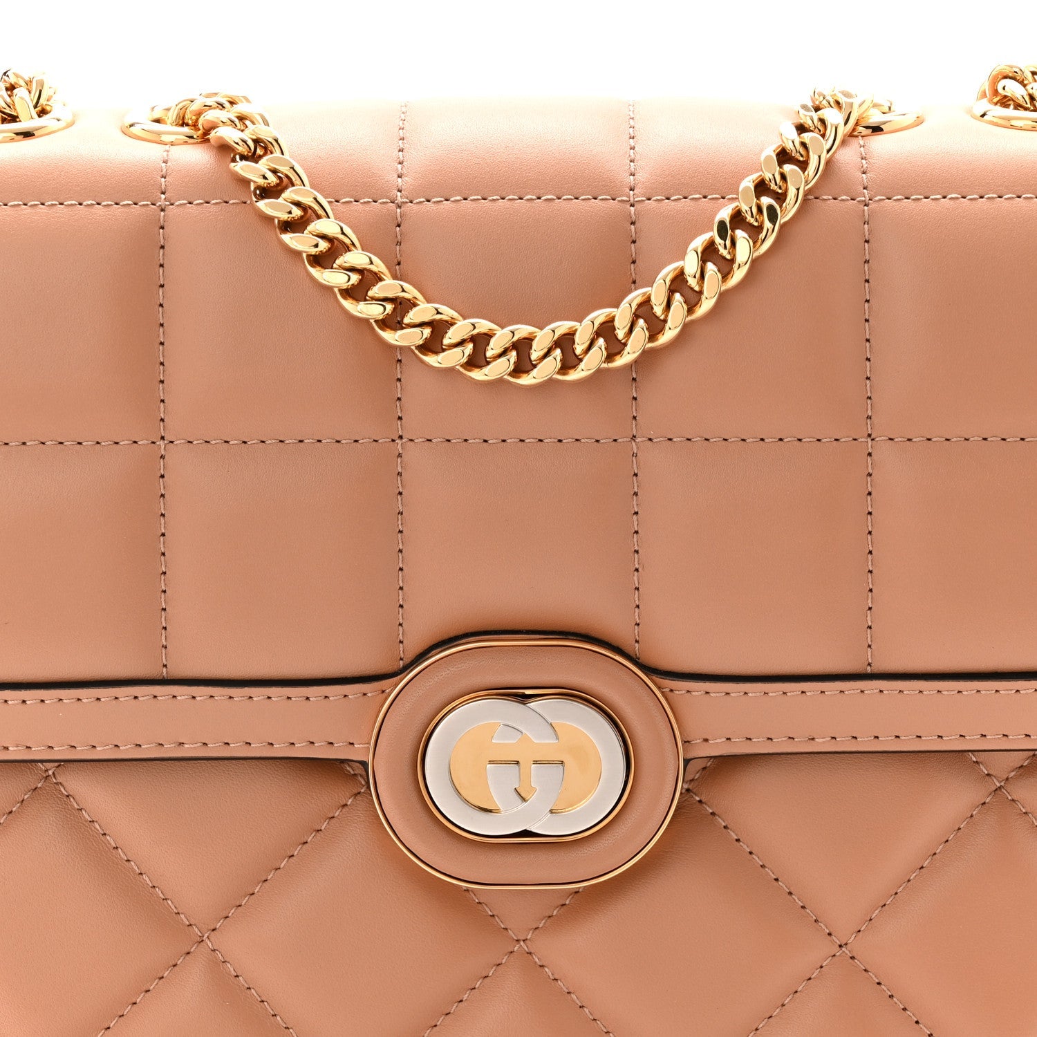 Calfskin Quilted Small Deco Shoulder Bag Camelia