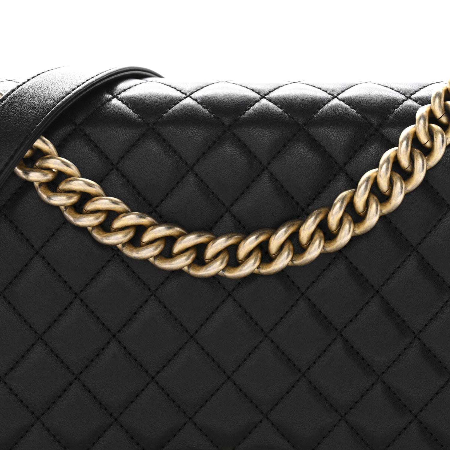 Calfskin Quilted New Medium Boy Flap Black