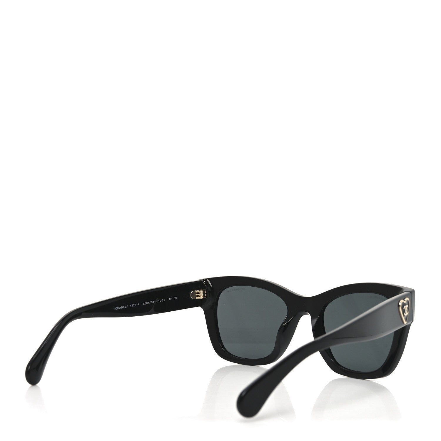 Acetate Square CC Heart Sunglasses 5478-A Black
