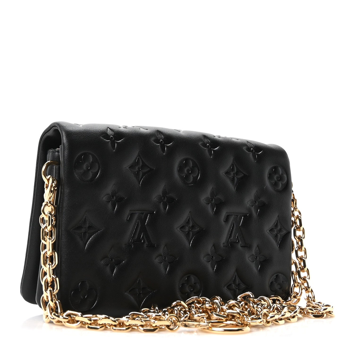 Lambskin Embossed Monogram Pochette Coussin Black