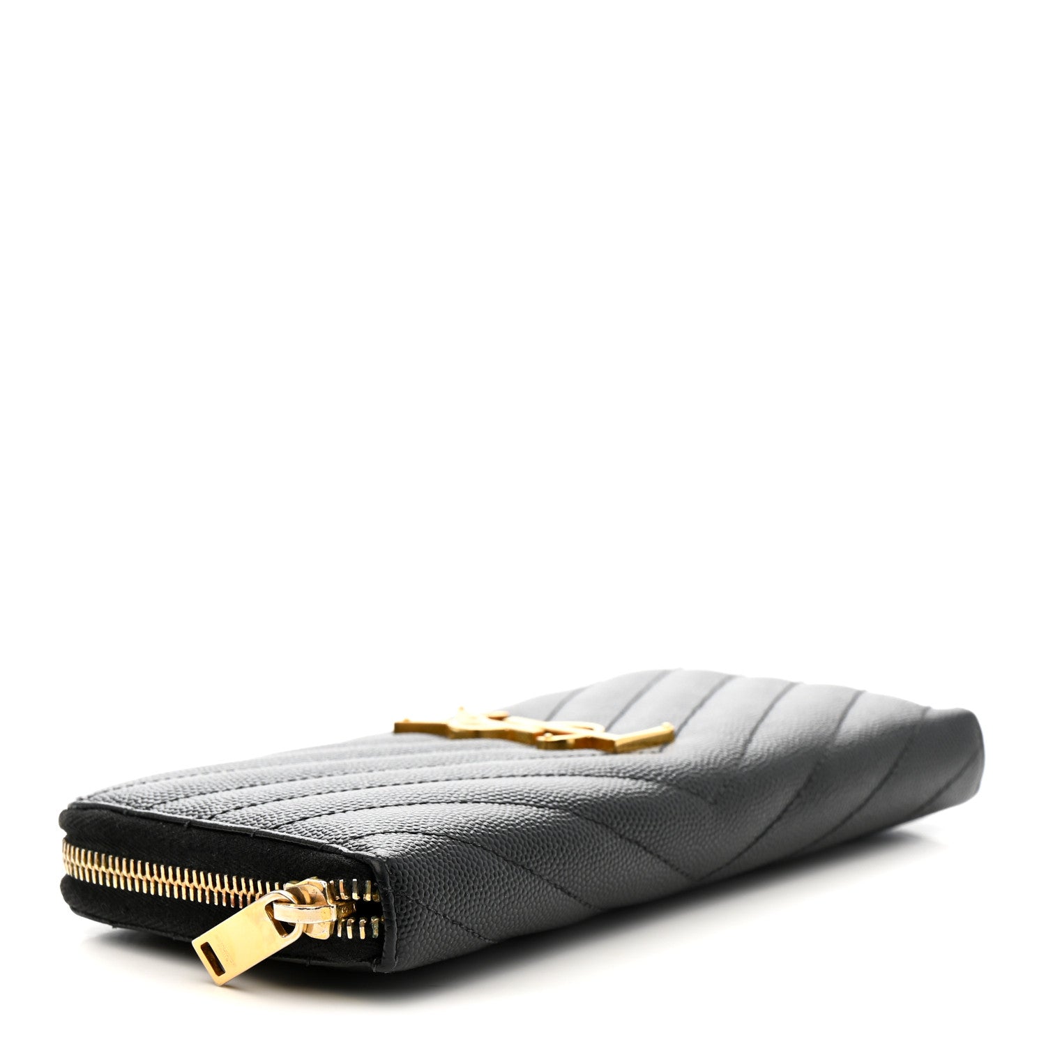 Grain De Poudre Matelasse Chevron Monogram Zip Around Wallet Black