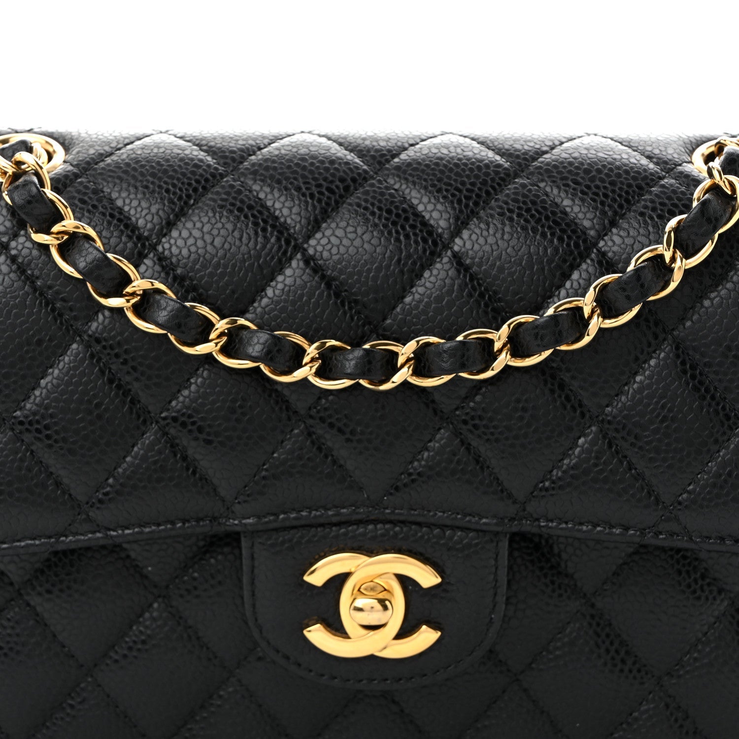 Caviar Quilted Small Double Flap Black