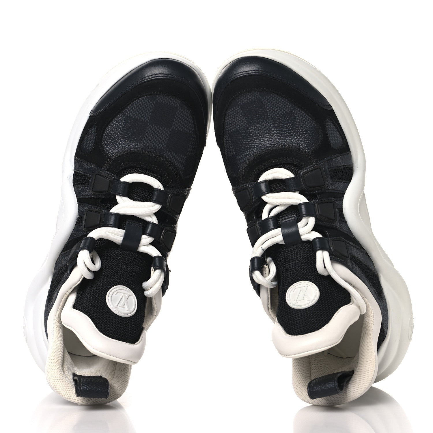 Calfskin Technical Nylon Damier Graphite LV Archlight Sneakers 36 Black White