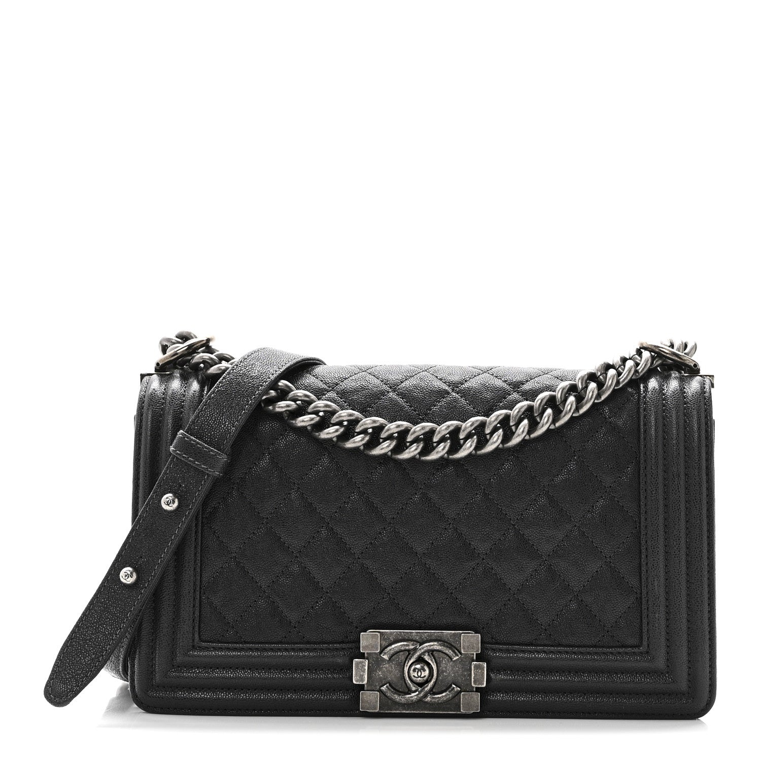 Caviar Quilted Medium Boy Flap Charcoal