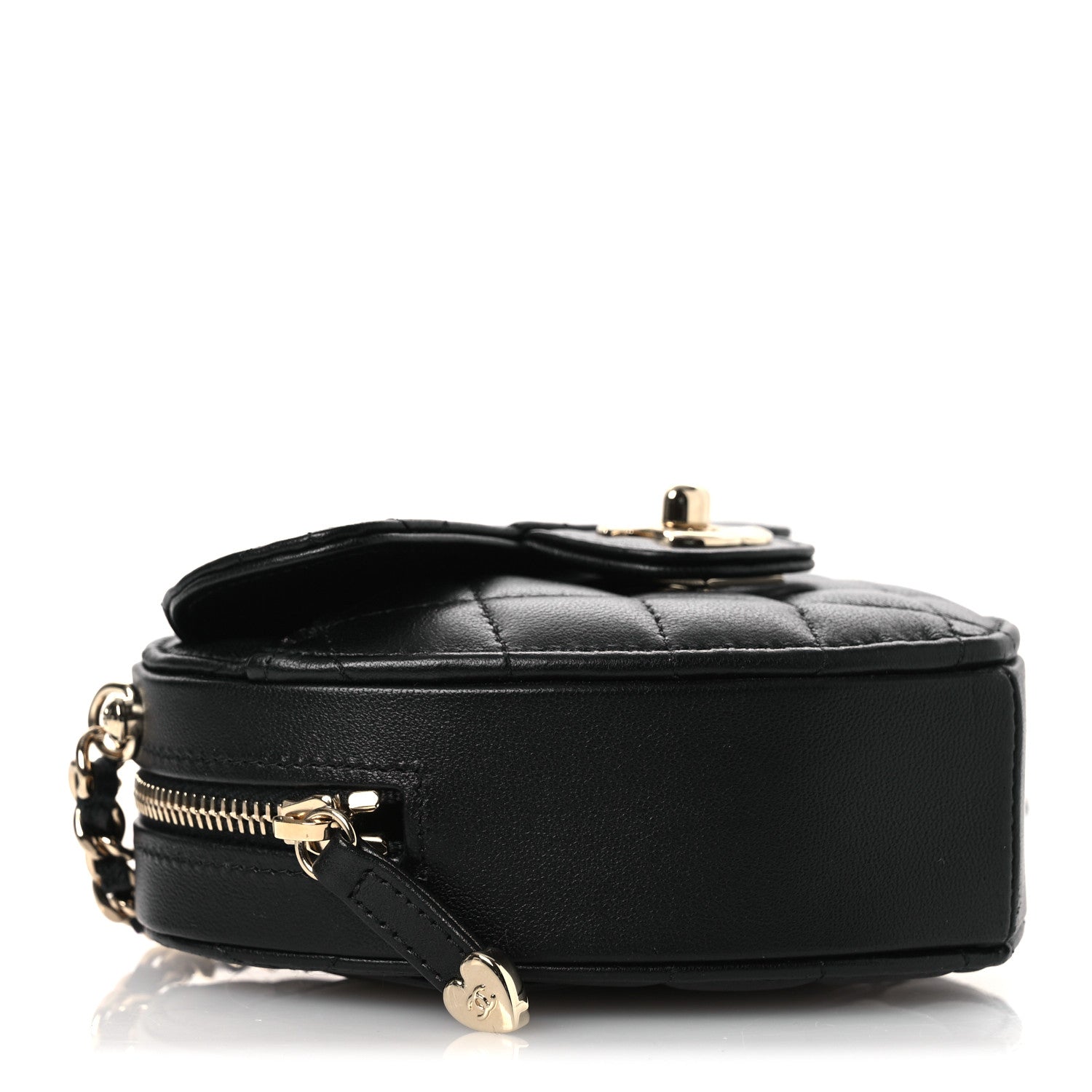 Lambskin Quilted CC In Love Heart Clutch With Chain Black