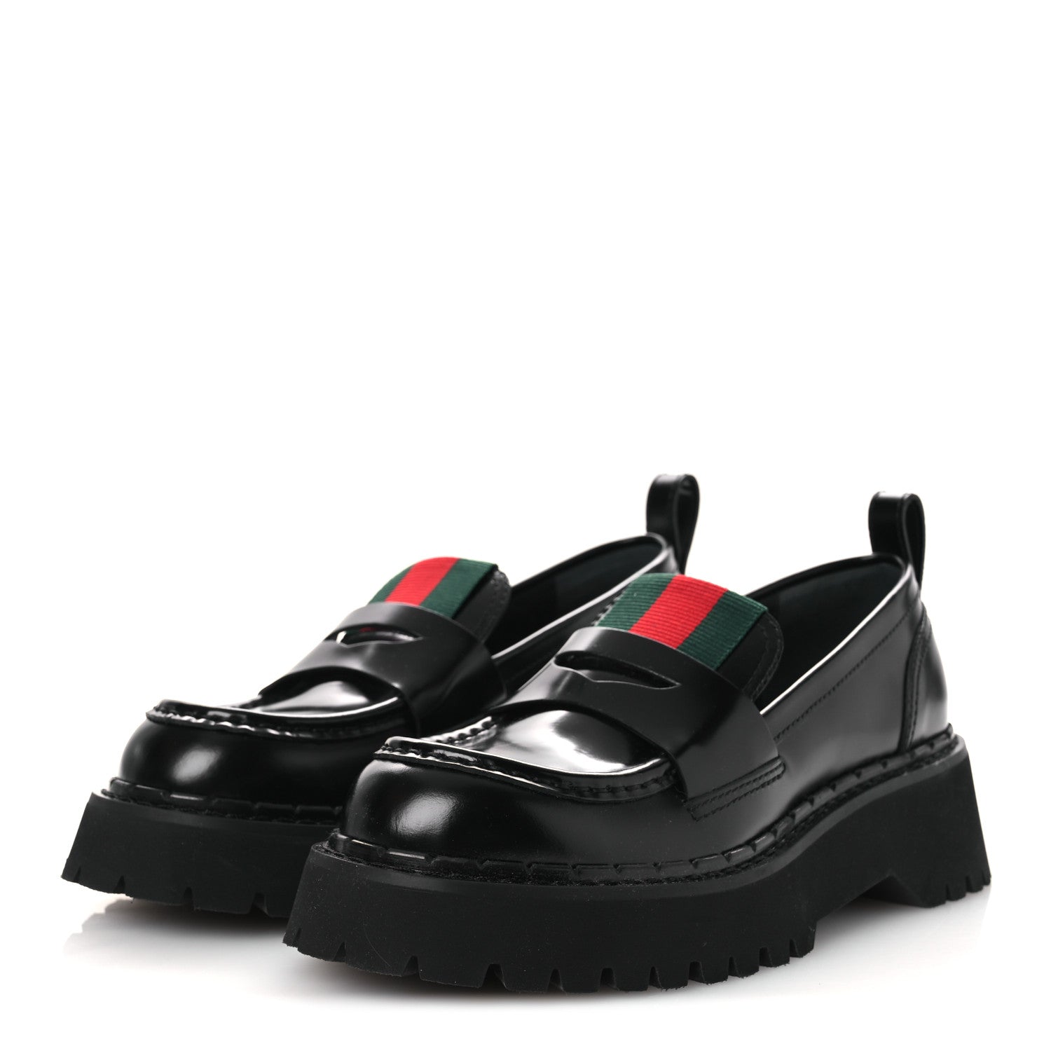 Spice Lux Womens Thea Web 20mm Platform Loafers 37 Black
